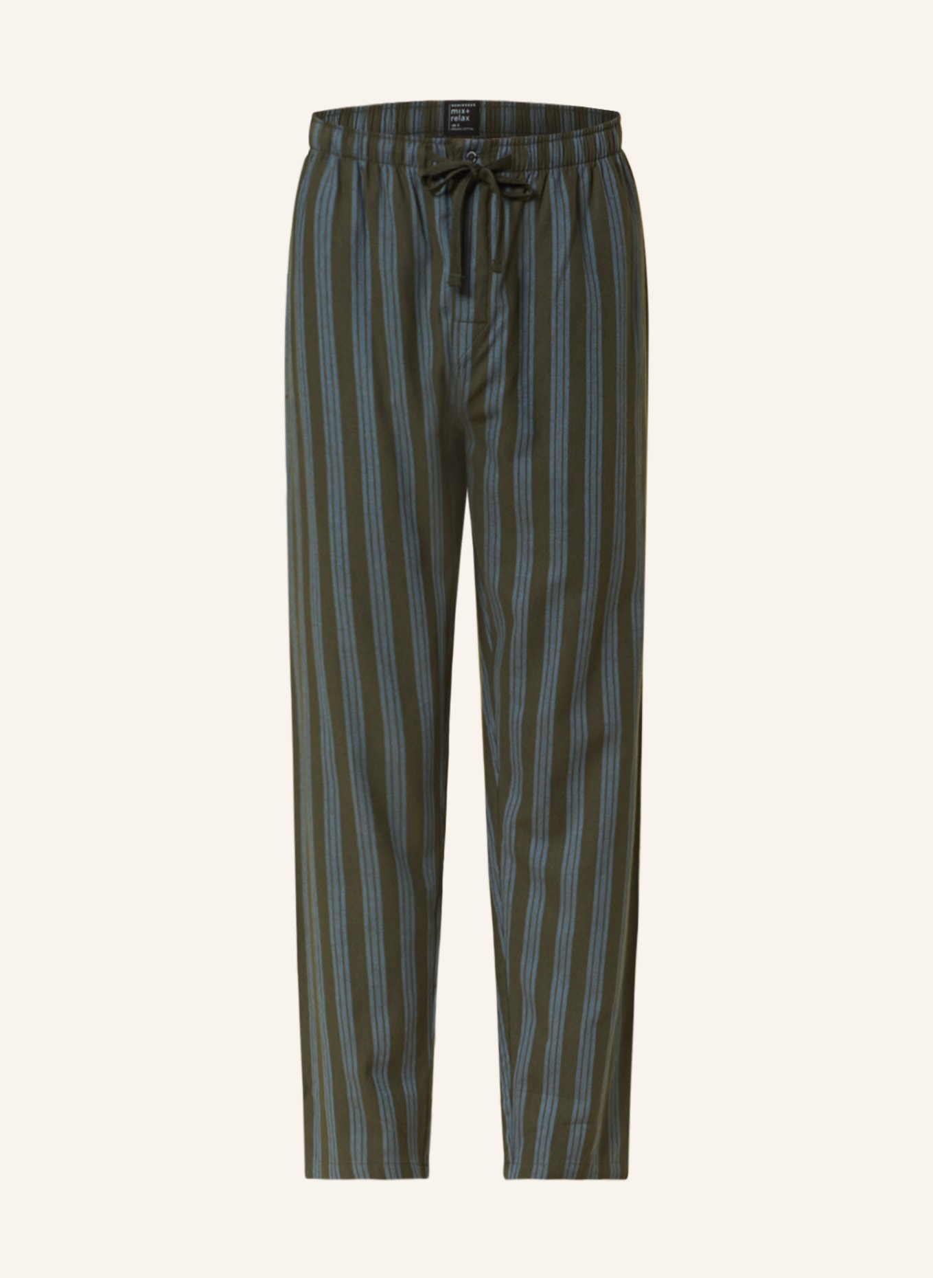 SCHIESSER Pajama pants MIX+RELAX, Color: OLIVE/ LIGHT BLUE (Image 1)
