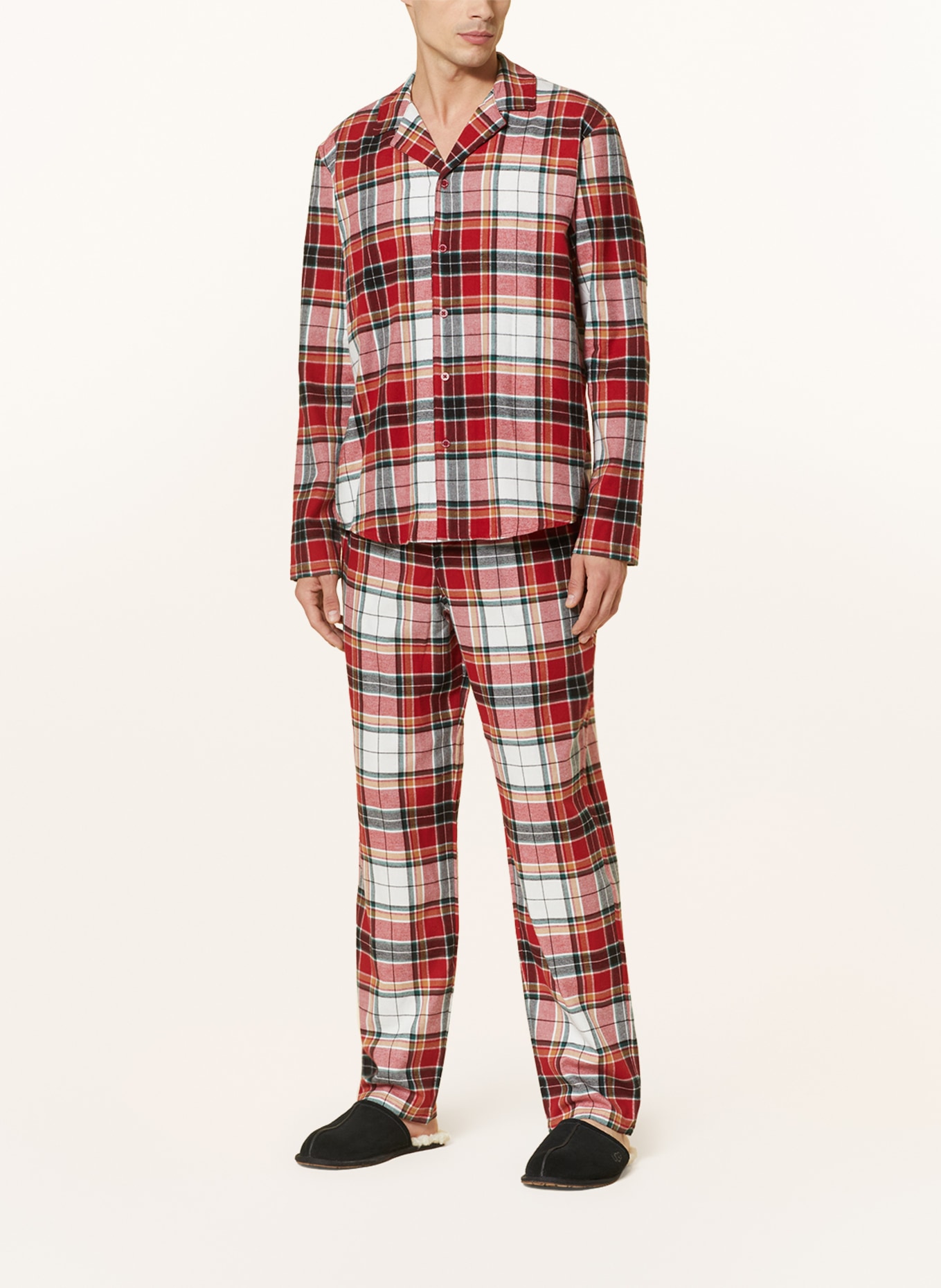 SCHIESSER Pajamas X-MAS in flannel, Color: WHITE/ GREEN/ RED (Image 2)