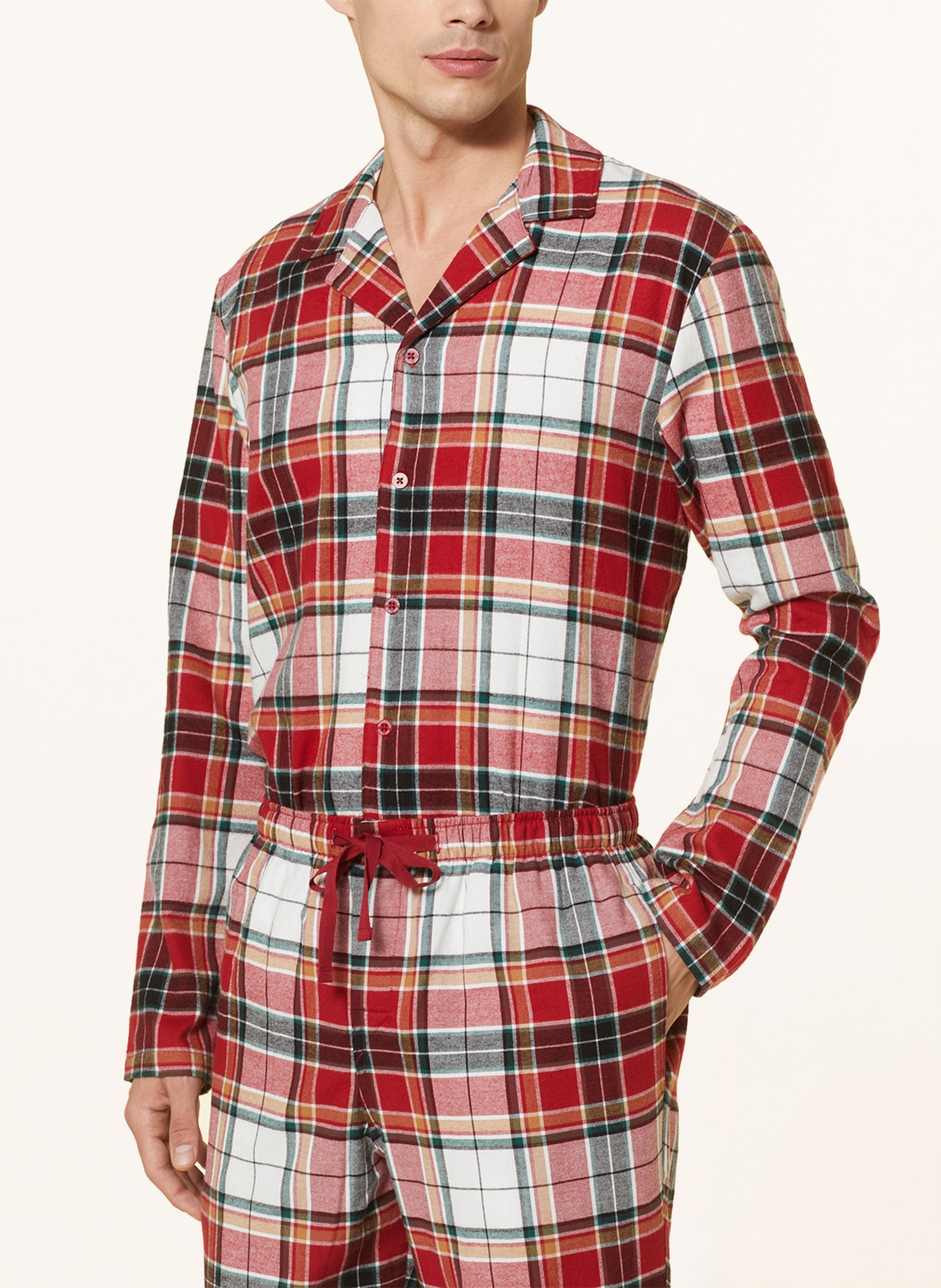 SCHIESSER Pajamas X-MAS in flannel, Color: WHITE/ GREEN/ RED (Image 4)