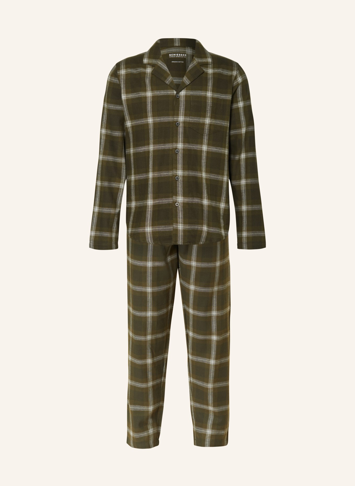 SCHIESSER Pajamas WARMING NIGHTWEAR, Color: GREEN/ DARK GREEN/ GRAY (Image 1)