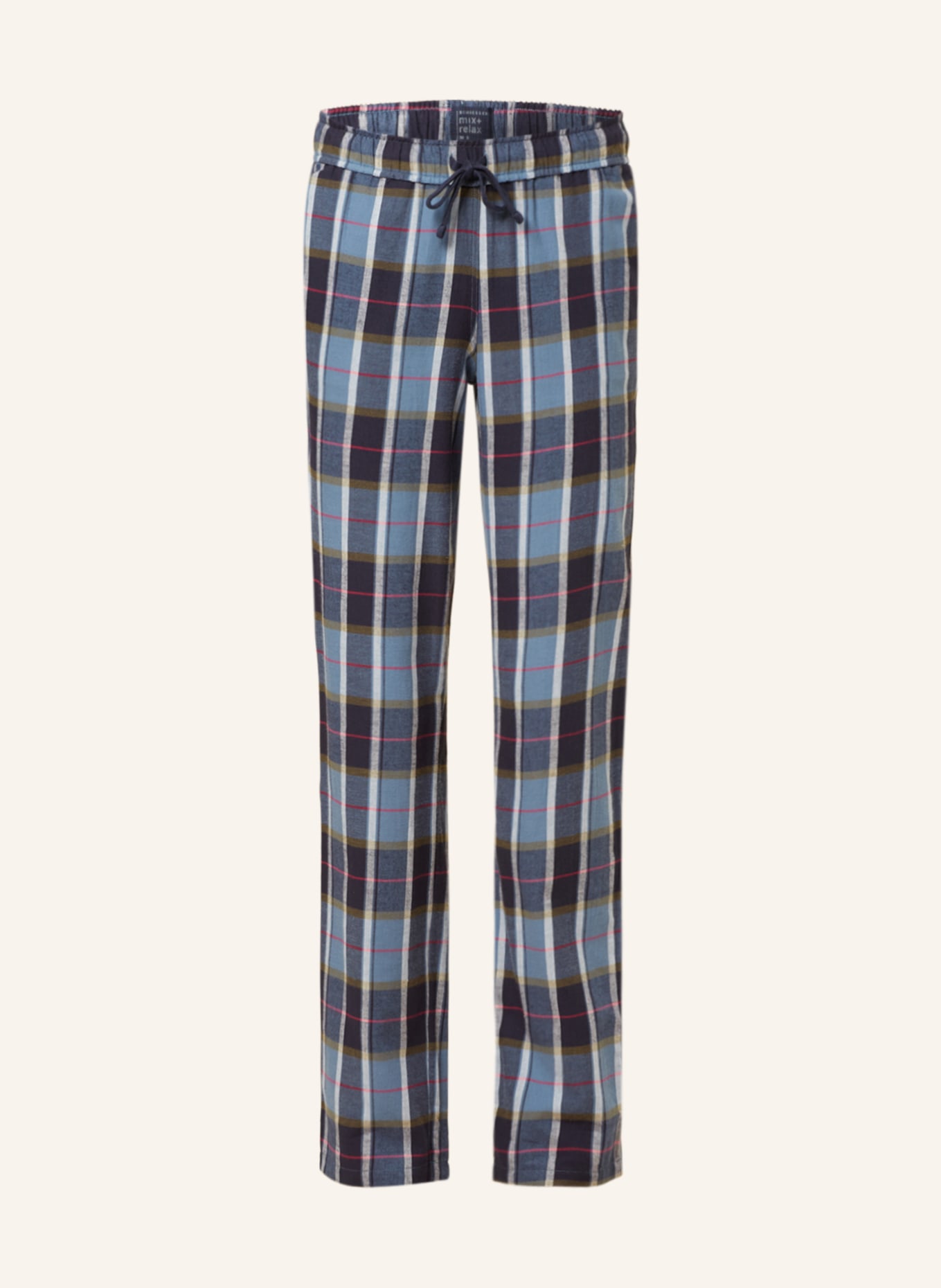 SCHIESSER Pajama pants MIX+RELAX in flannel, Color: DARK BLUE/ LIGHT BLUE/ WHITE (Image 1)