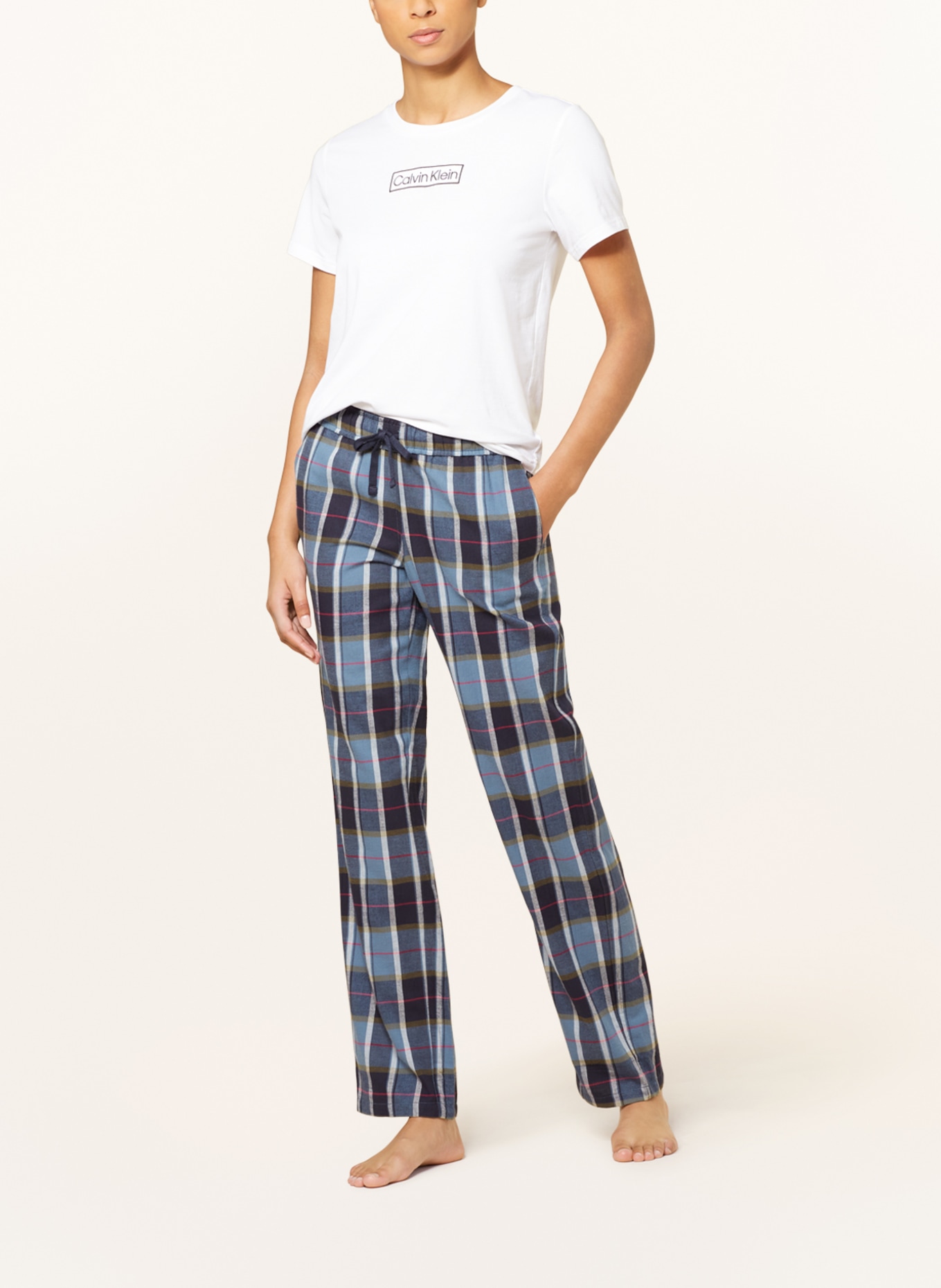 SCHIESSER Pajama pants MIX+RELAX in flannel, Color: DARK BLUE/ LIGHT BLUE/ WHITE (Image 2)