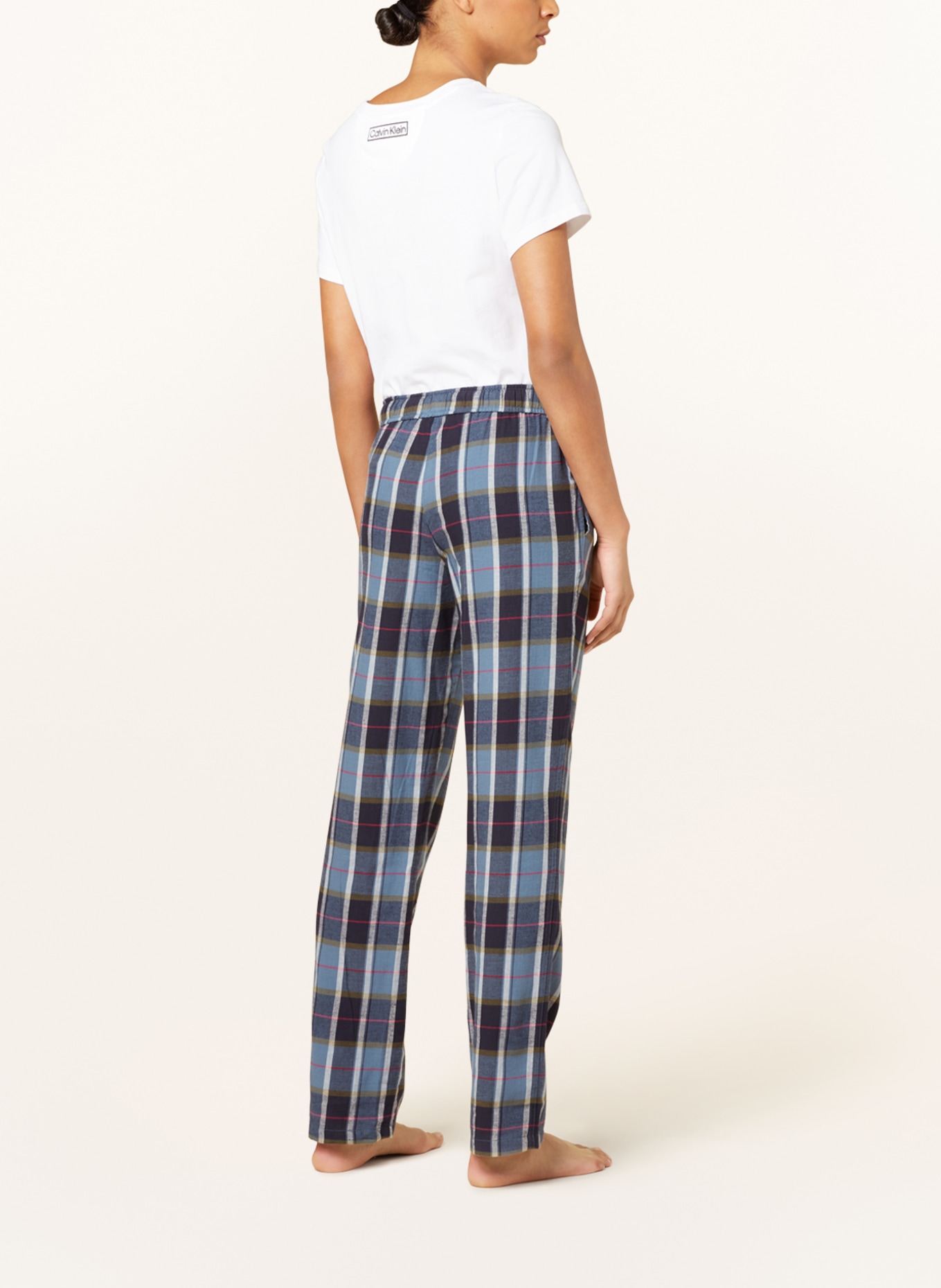 SCHIESSER Pajama pants MIX+RELAX in flannel, Color: DARK BLUE/ LIGHT BLUE/ WHITE (Image 3)