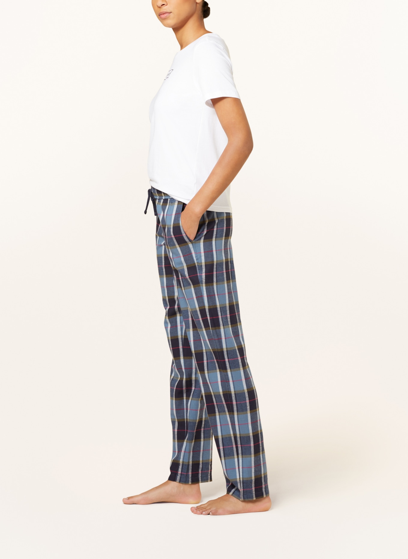 SCHIESSER Pajama pants MIX+RELAX in flannel, Color: DARK BLUE/ LIGHT BLUE/ WHITE (Image 4)