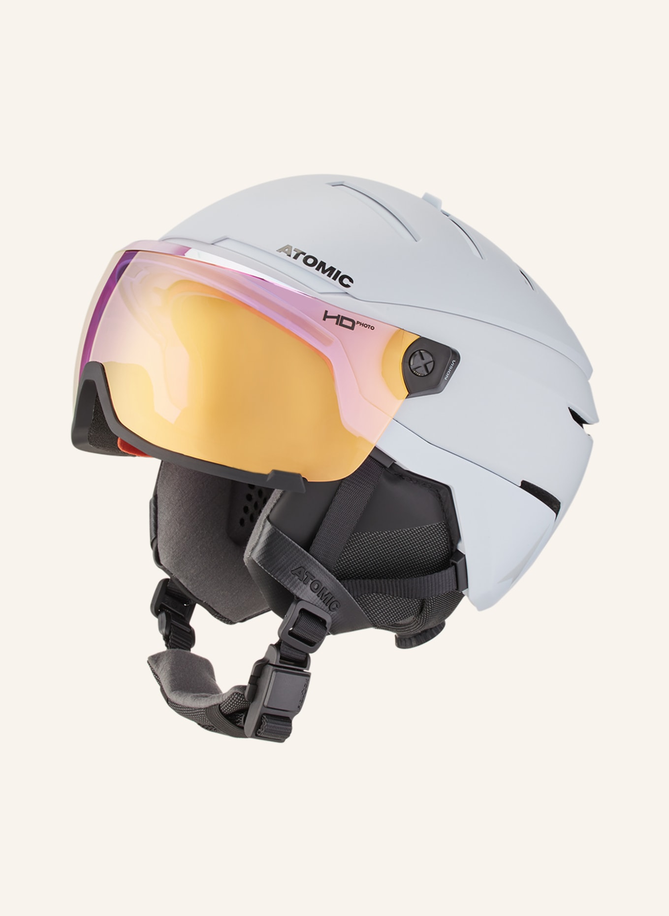 ATOMIC Lyžařská helma SAVOR GT AMID VISOR HD PHOTO, Barva: SVĚTLE ŠEDÁ (Obrázek 1)