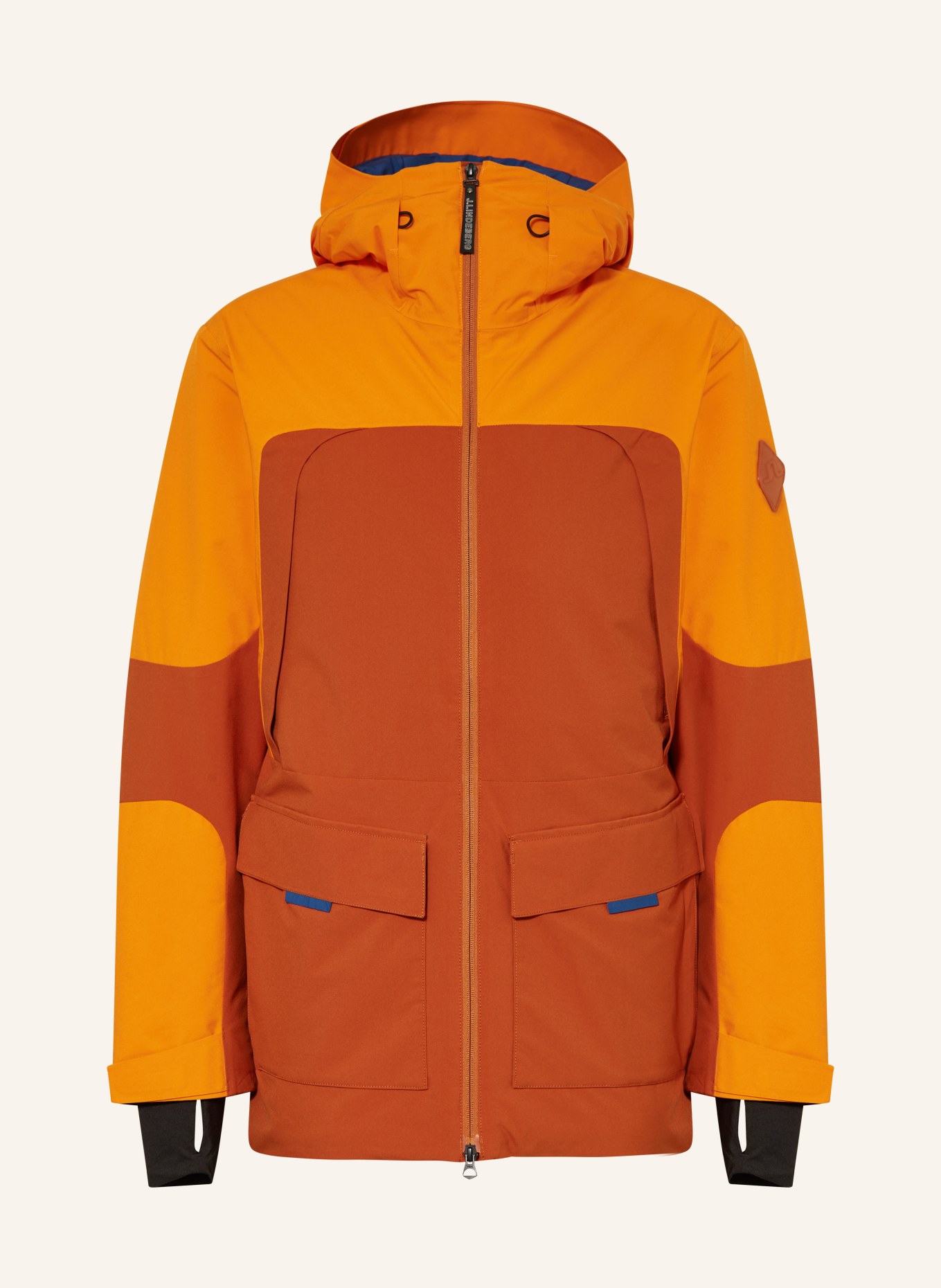 J.LINDEBERG Ski jacket in orange/ dark orange/ blue