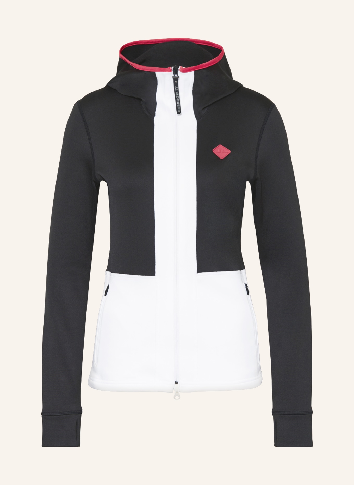 J.LINDEBERG Mid-layer jacket, Color: BLACK/ WHITE/ PINK (Image 1)