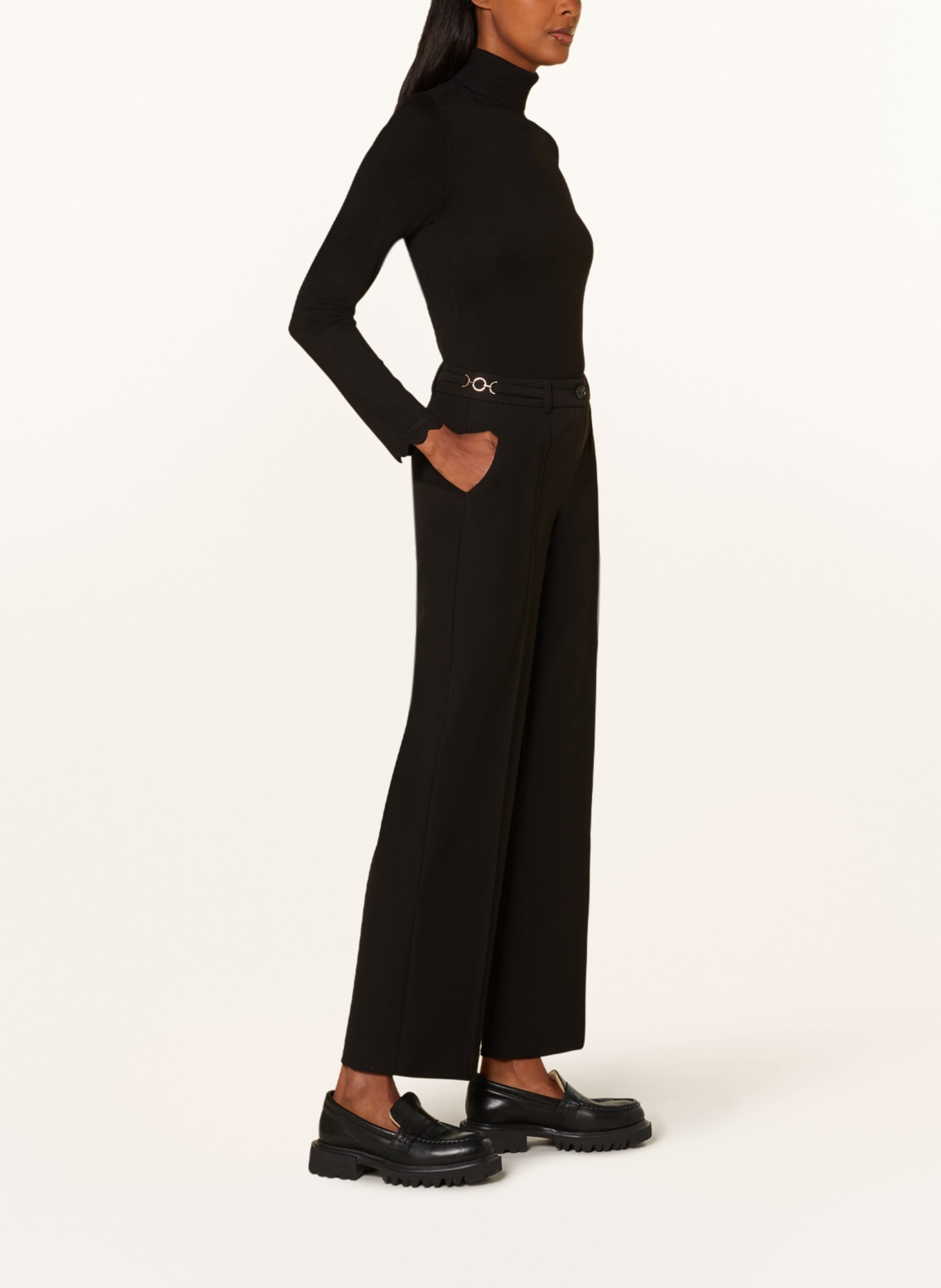 Betty Barclay Wide leg trousers made of jersey, Color: BLACK (Image 4)