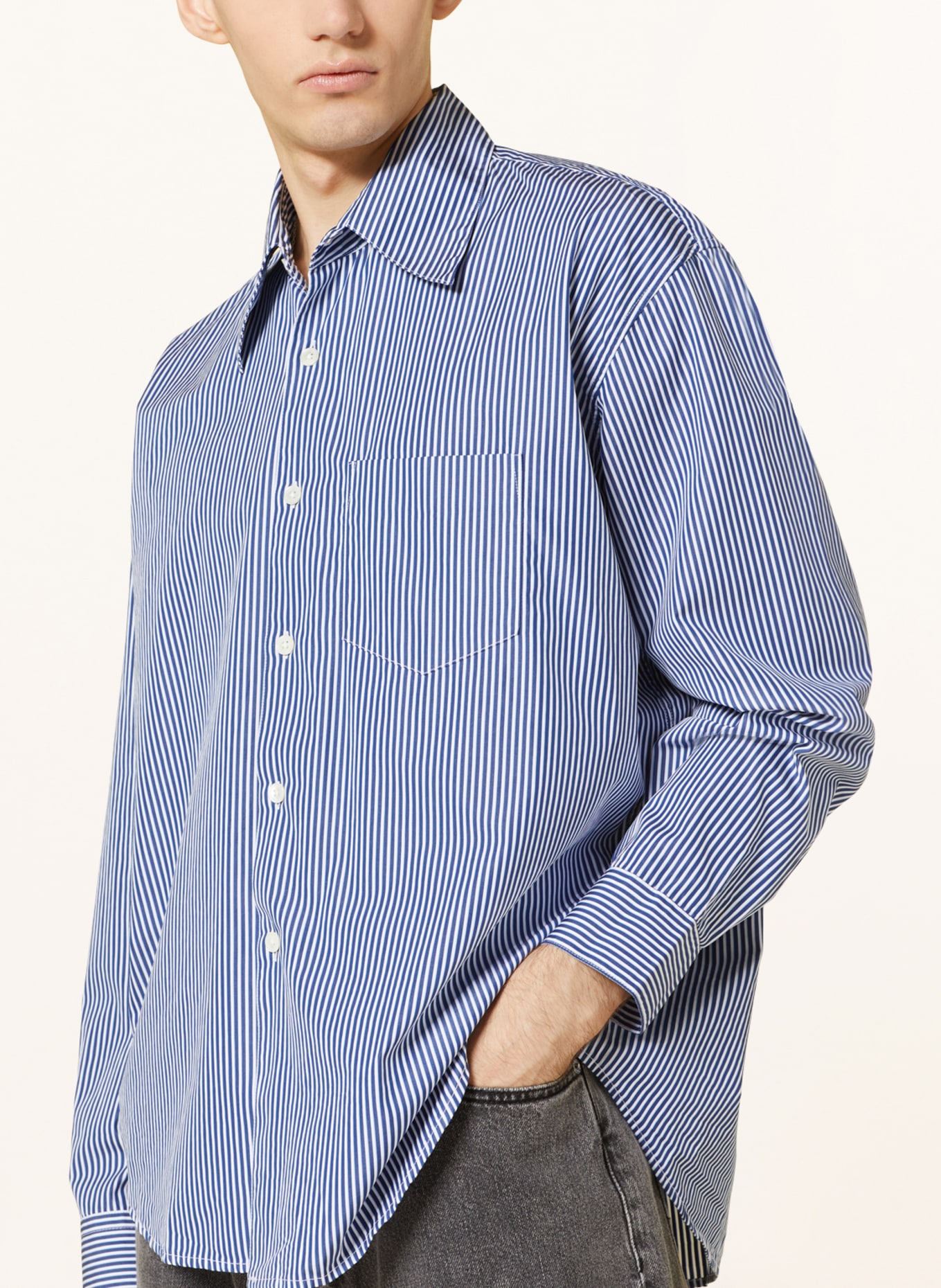 OUR LEGACY Shirt COCO comfort fit, Color: DARK BLUE/ WHITE (Image 4)