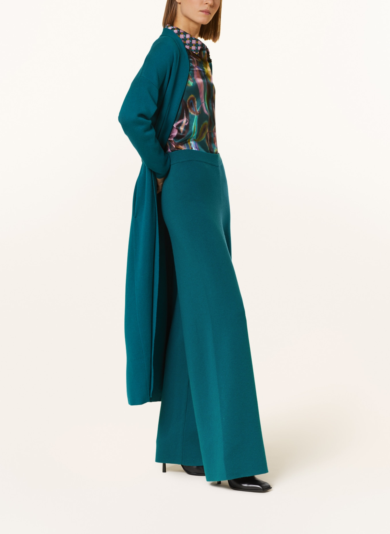 SEM PER LEI Knit trousers with cashmere, Color: TEAL (Image 4)
