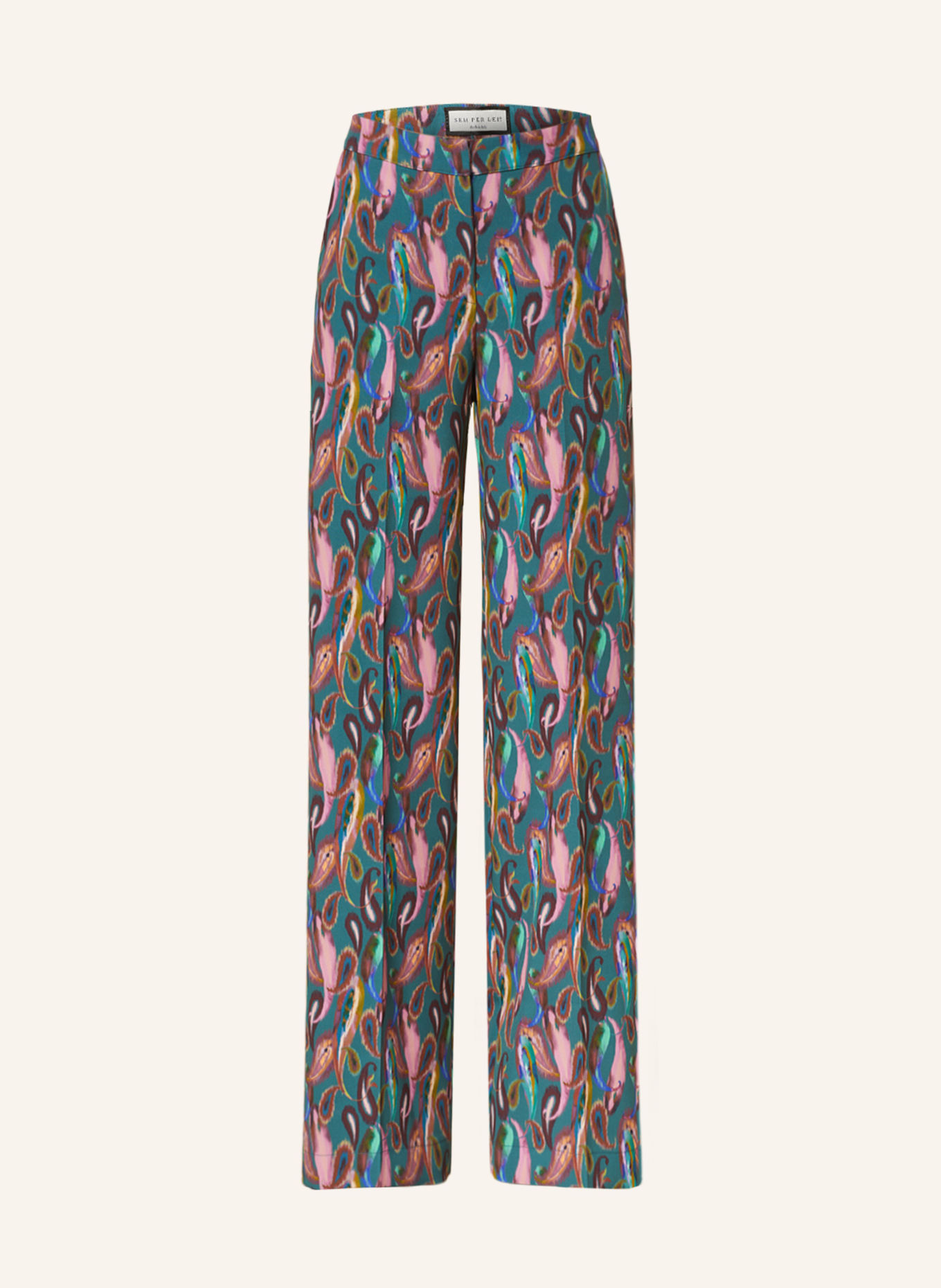 SEM PER LEI Wide leg trousers, Color: TEAL/ ROSE (Image 1)