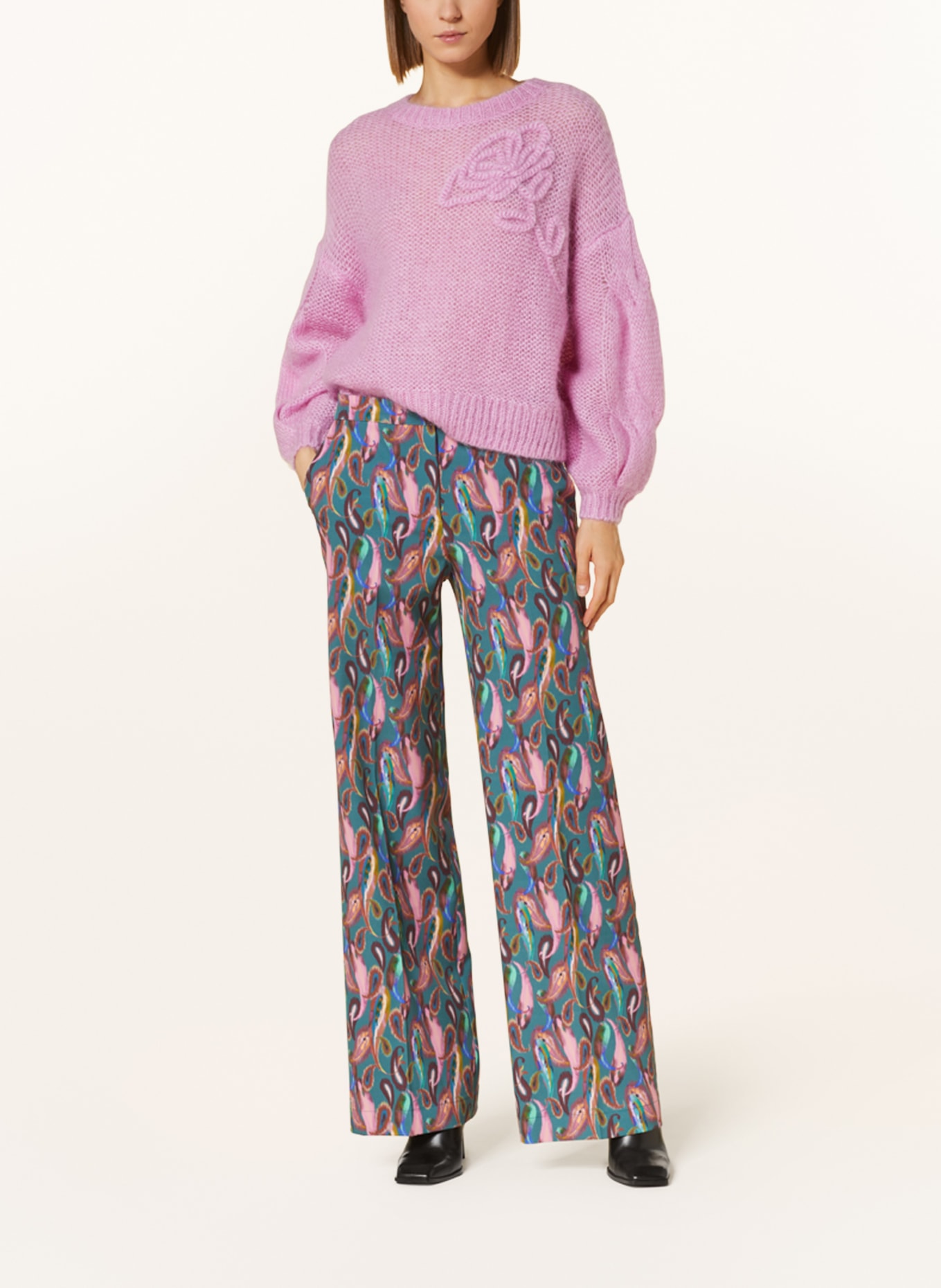 SEM PER LEI Wide leg trousers, Color: TEAL/ ROSE (Image 2)