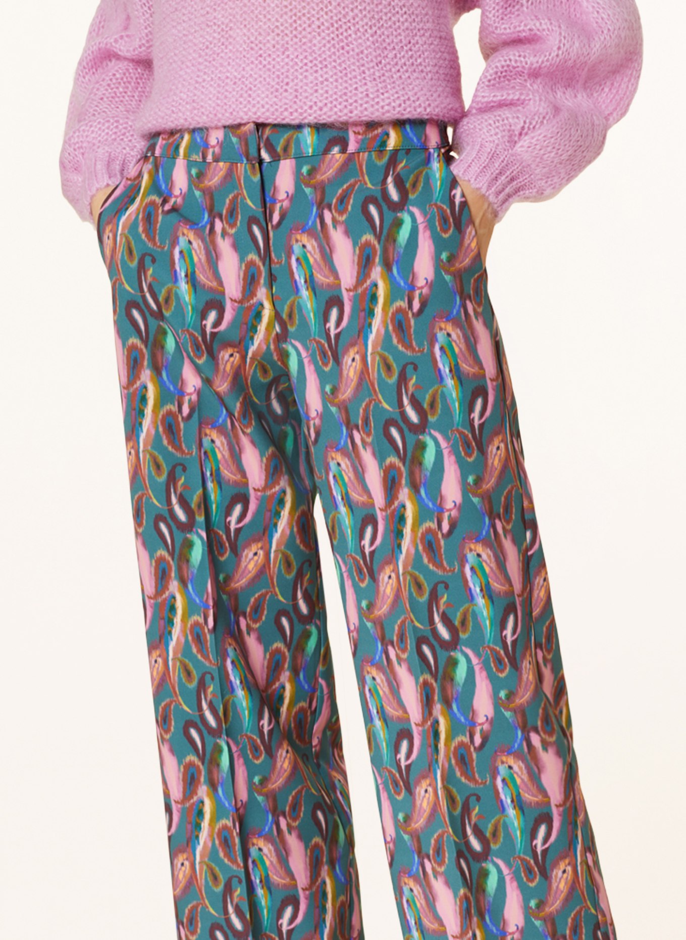 SEM PER LEI Wide leg trousers, Color: TEAL/ ROSE (Image 5)