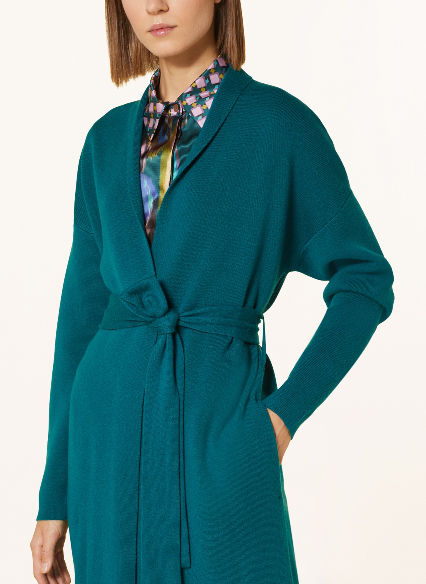 SEM PER LEI Knit cardigan with cashmere, Color: TEAL (Image 4)