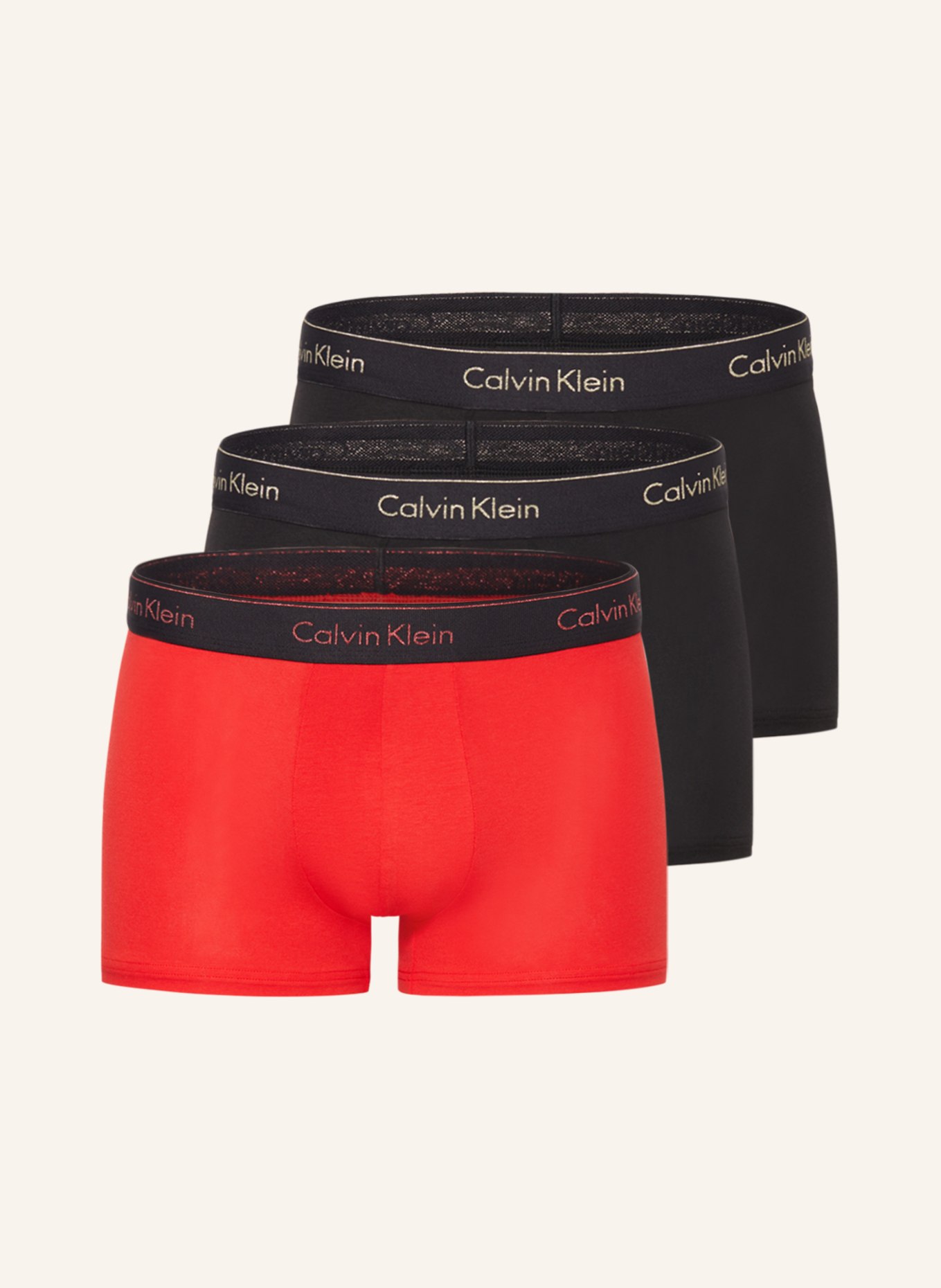 Calvin Klein Boxerky MODERN COTTON, 3 kusy v balení, Barva: ČERVENÁ/ ČERNÁ (Obrázek 1)