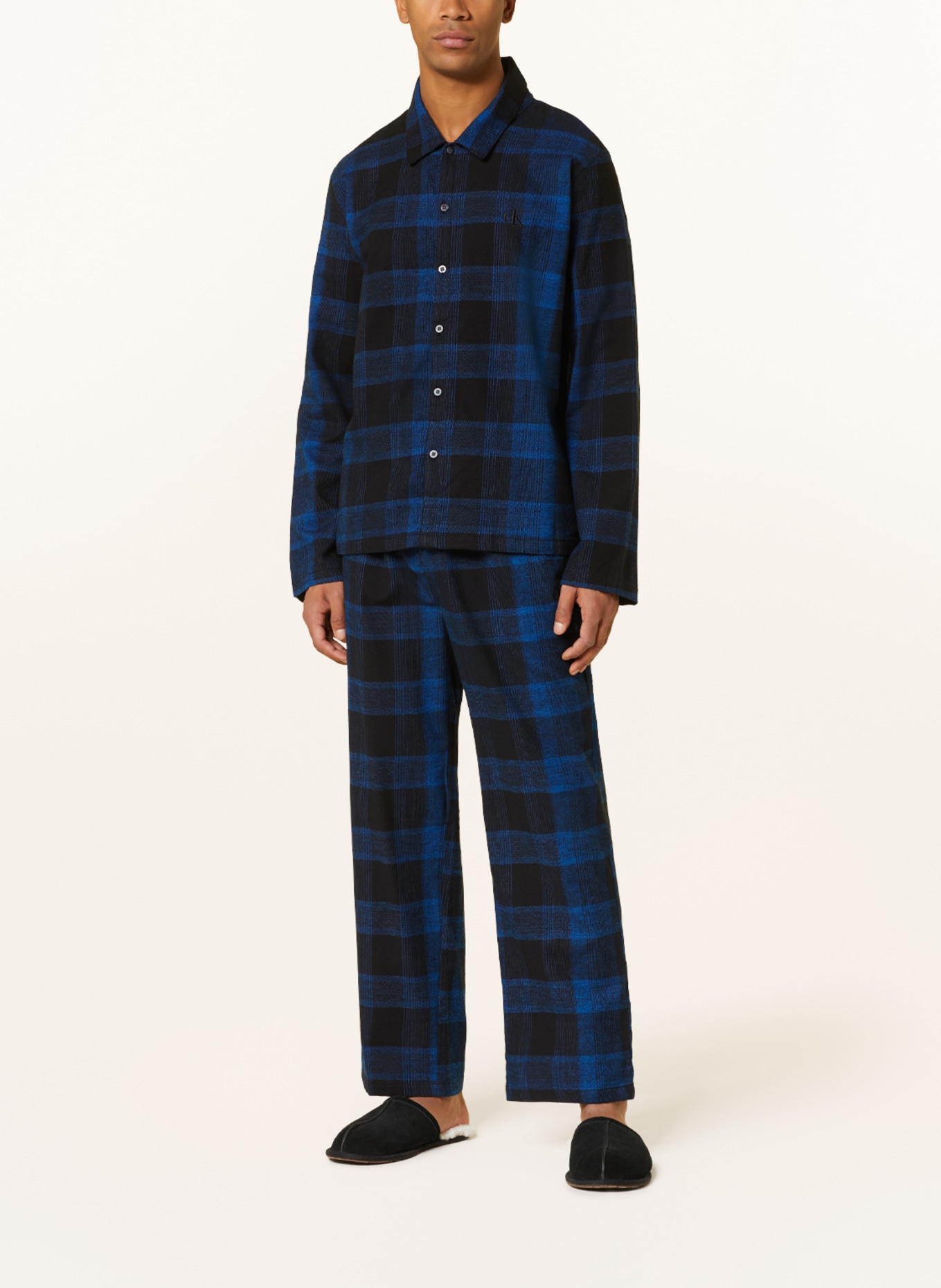 Calvin Klein Koszulka od piżamy z flaneli, Kolor: CZARNY/ NIEBIESKI (Obrazek 2)