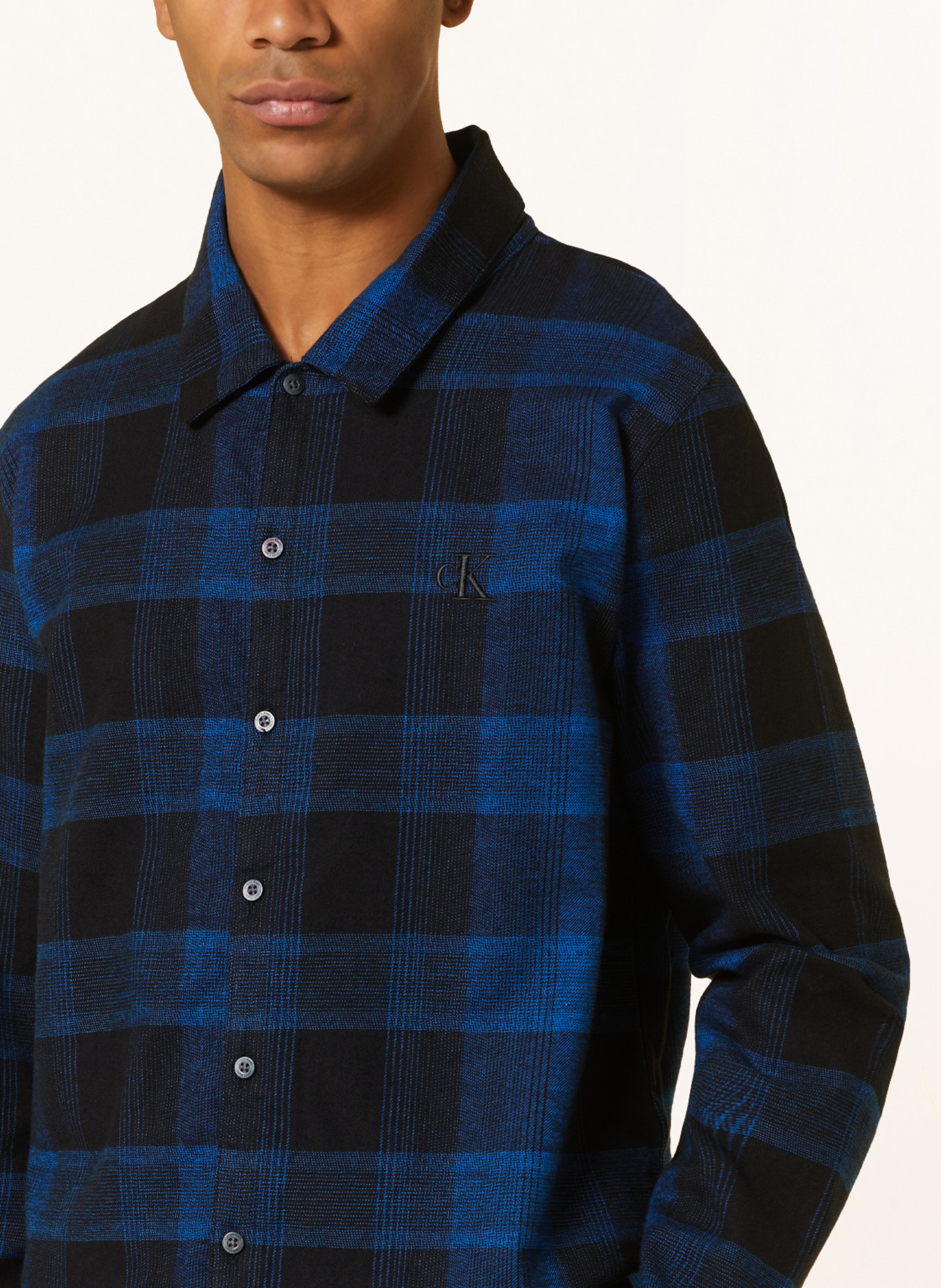 Calvin Klein Pajama shirt in flannel, Color: BLACK/ BLUE (Image 4)