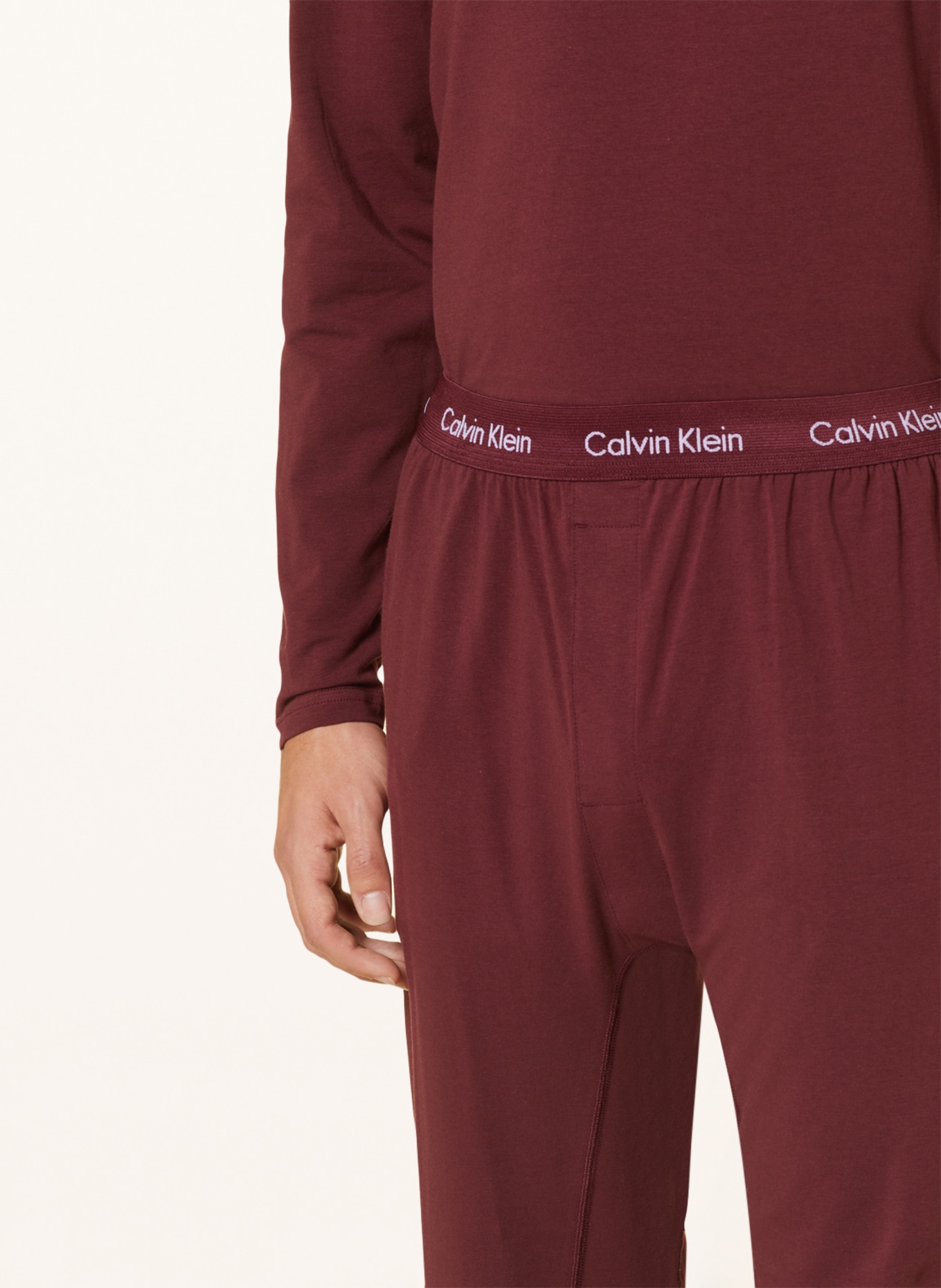 Calvin Klein Schlafanzug COTTON STRETCH, Farbe: DUNKELROT (Bild 4)