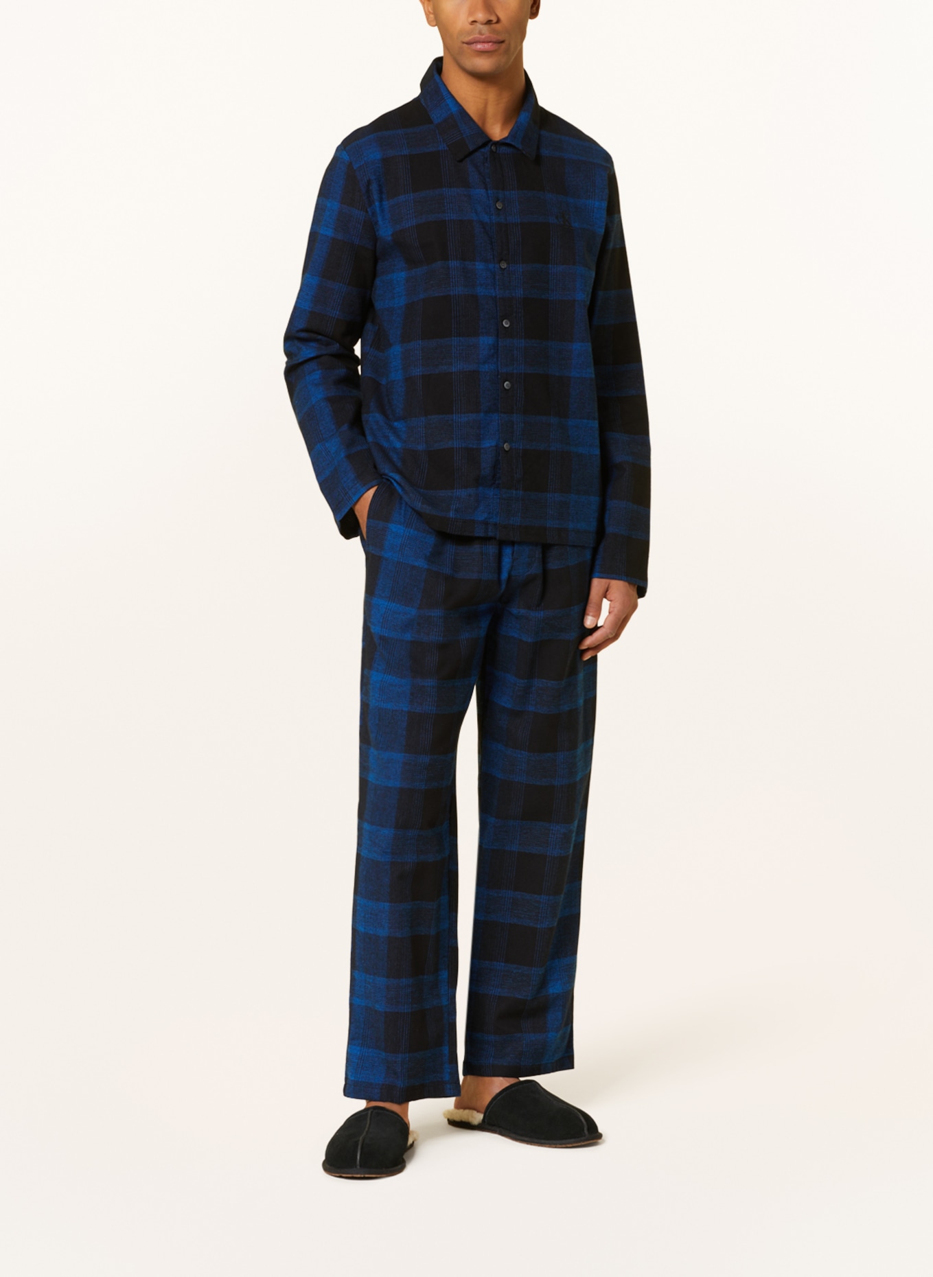 Calvin Klein Spodnie od piżamy z flaneli, Kolor: CZARNY/ NIEBIESKI (Obrazek 2)