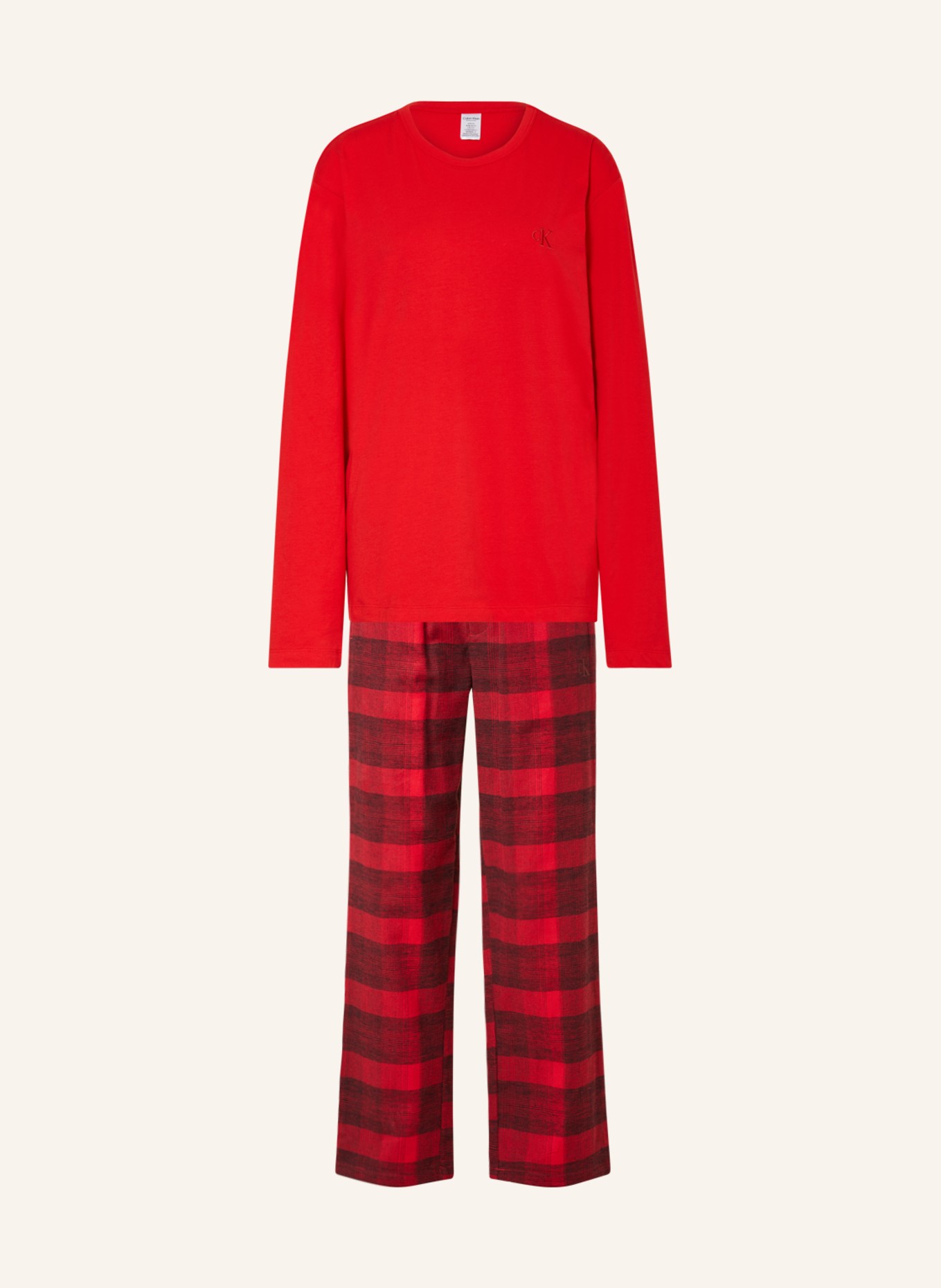 Calvin Klein Piżama PURE FLANELL z flaneli, Kolor: CZERWONY/ CZARNY (Obrazek 1)