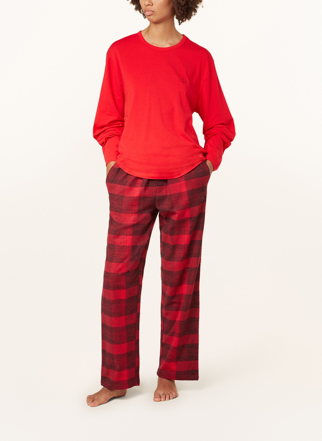 Calvin Klein Piżama PURE FLANELL z flaneli, Kolor: CZERWONY/ CZARNY (Obrazek 2)