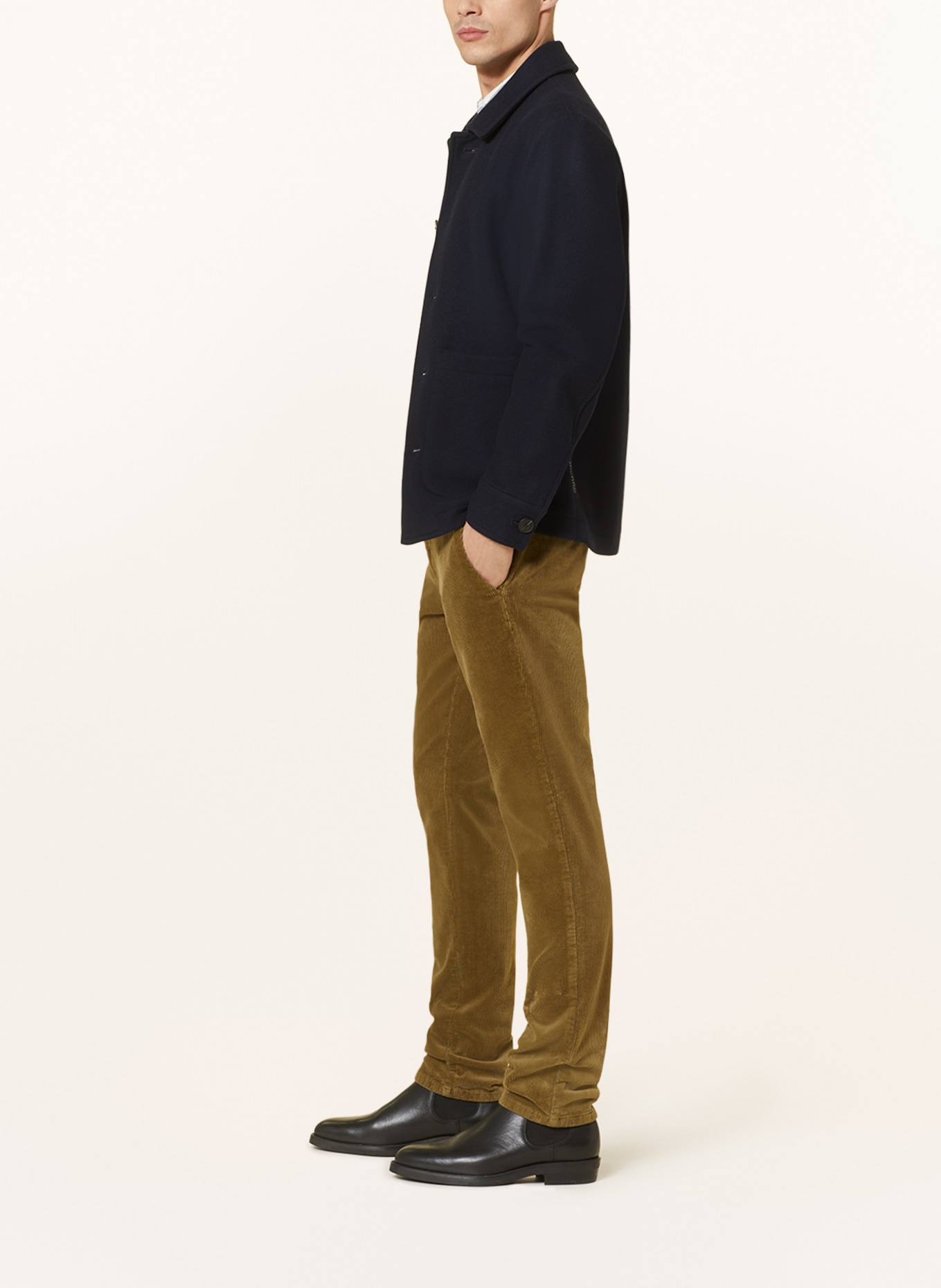 FYNCH-HATTON Spodnie sztruksowe modern fit, Kolor: JASNOZIELONY (Obrazek 4)