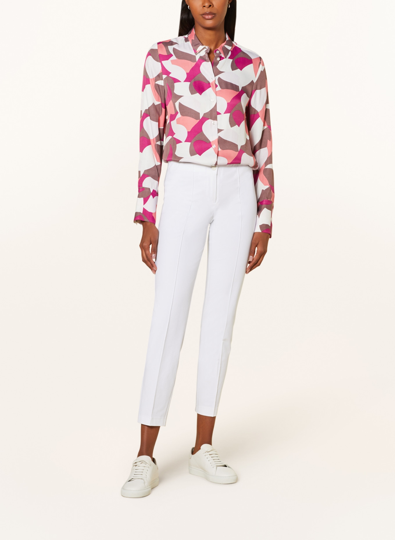 ETERNA Shirt blouse, Color: WHITE/ FUCHSIA/ BROWN (Image 2)