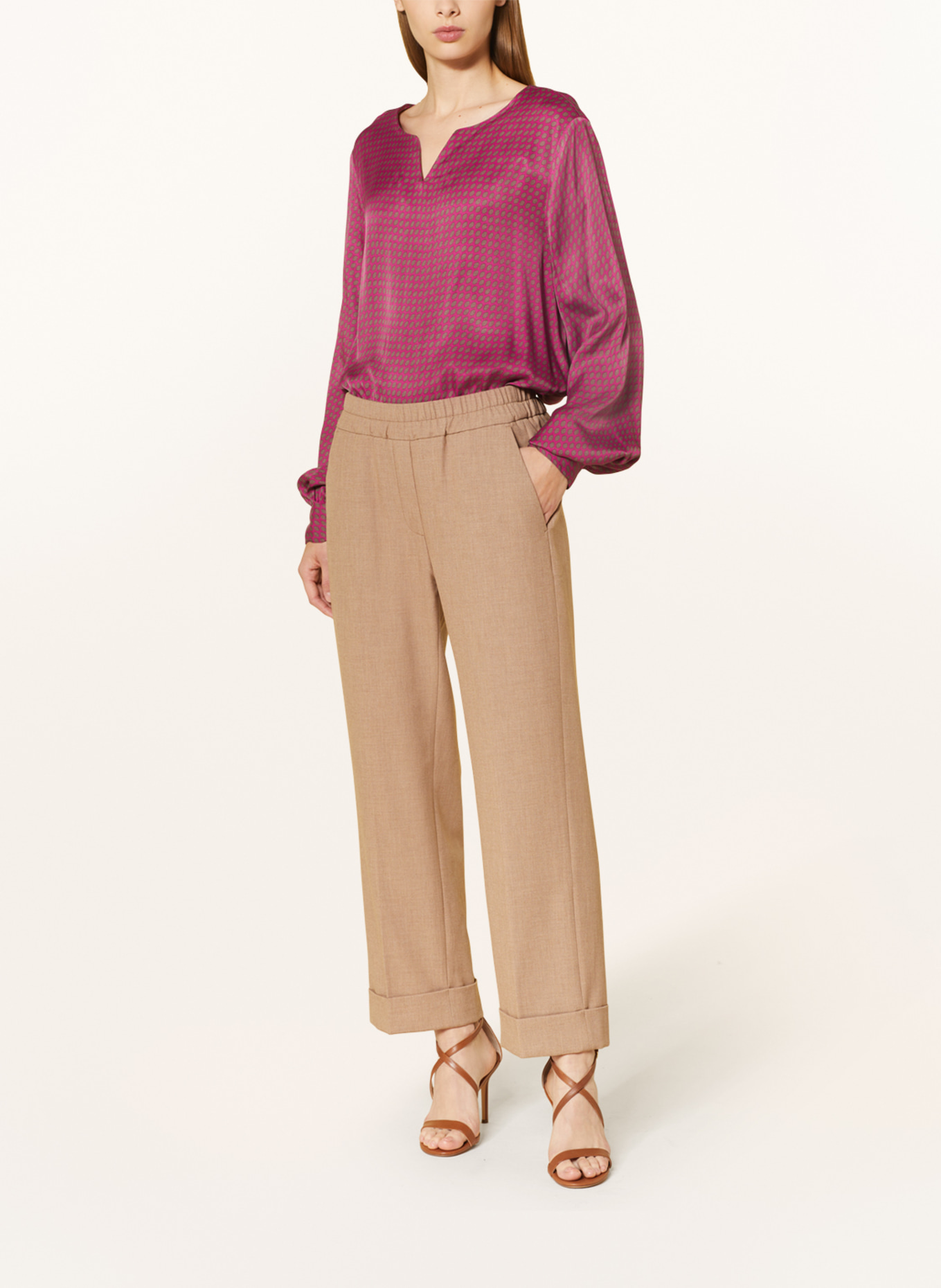 ETERNA Shirt blouse RITA made of satin, Color: FUCHSIA/ BROWN (Image 2)