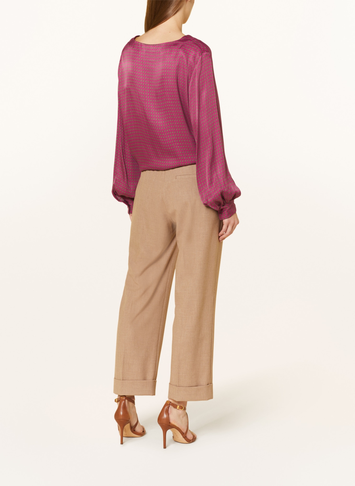ETERNA Shirt blouse RITA made of satin, Color: FUCHSIA/ BROWN (Image 3)