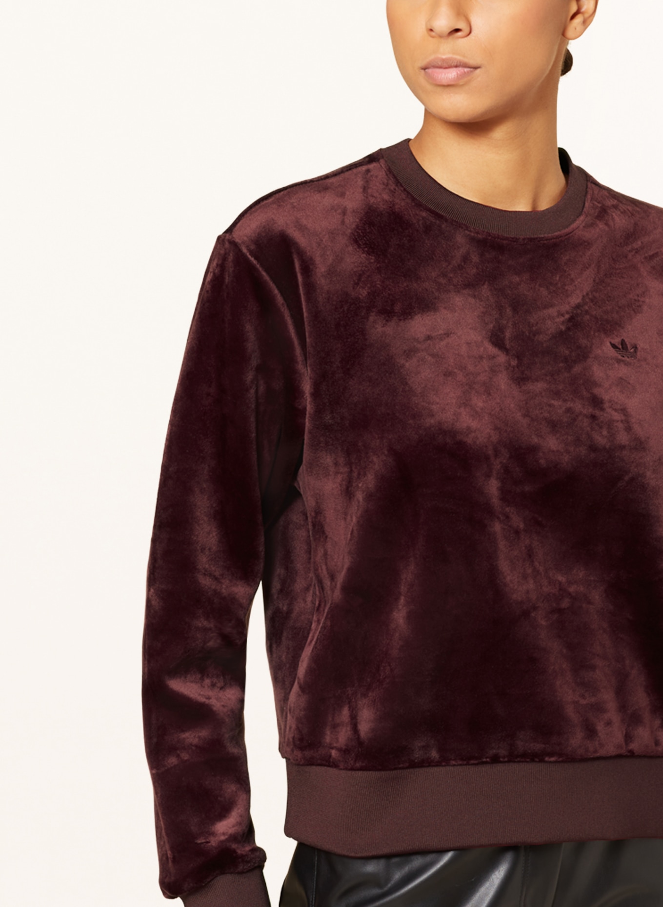 adidas Originals Sweatshirt VELVET made of velvet, Color: DARK RED (Image 4)