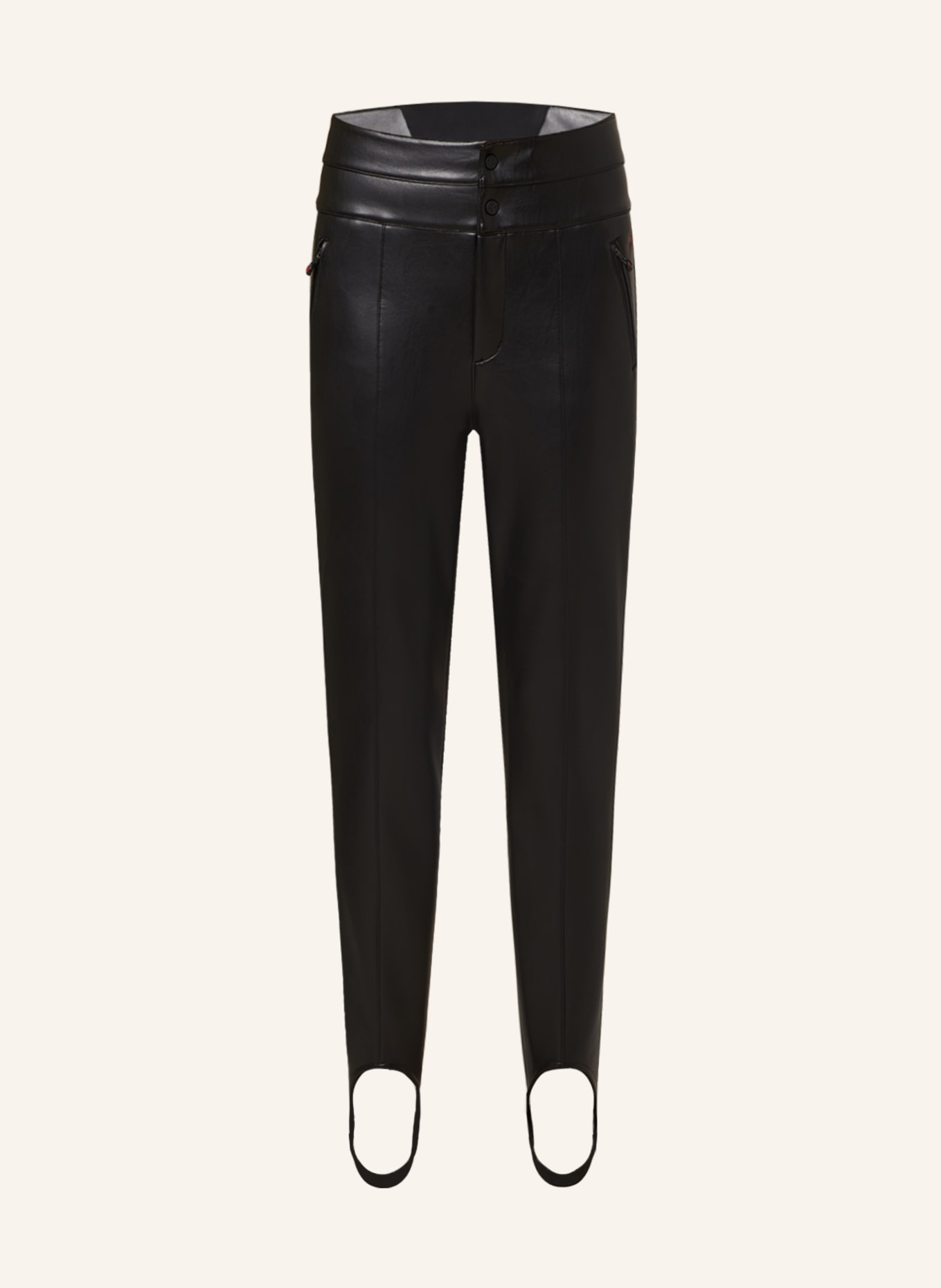 PERFECT MOMENT Stirrup ski pants AURORA in leather look in black