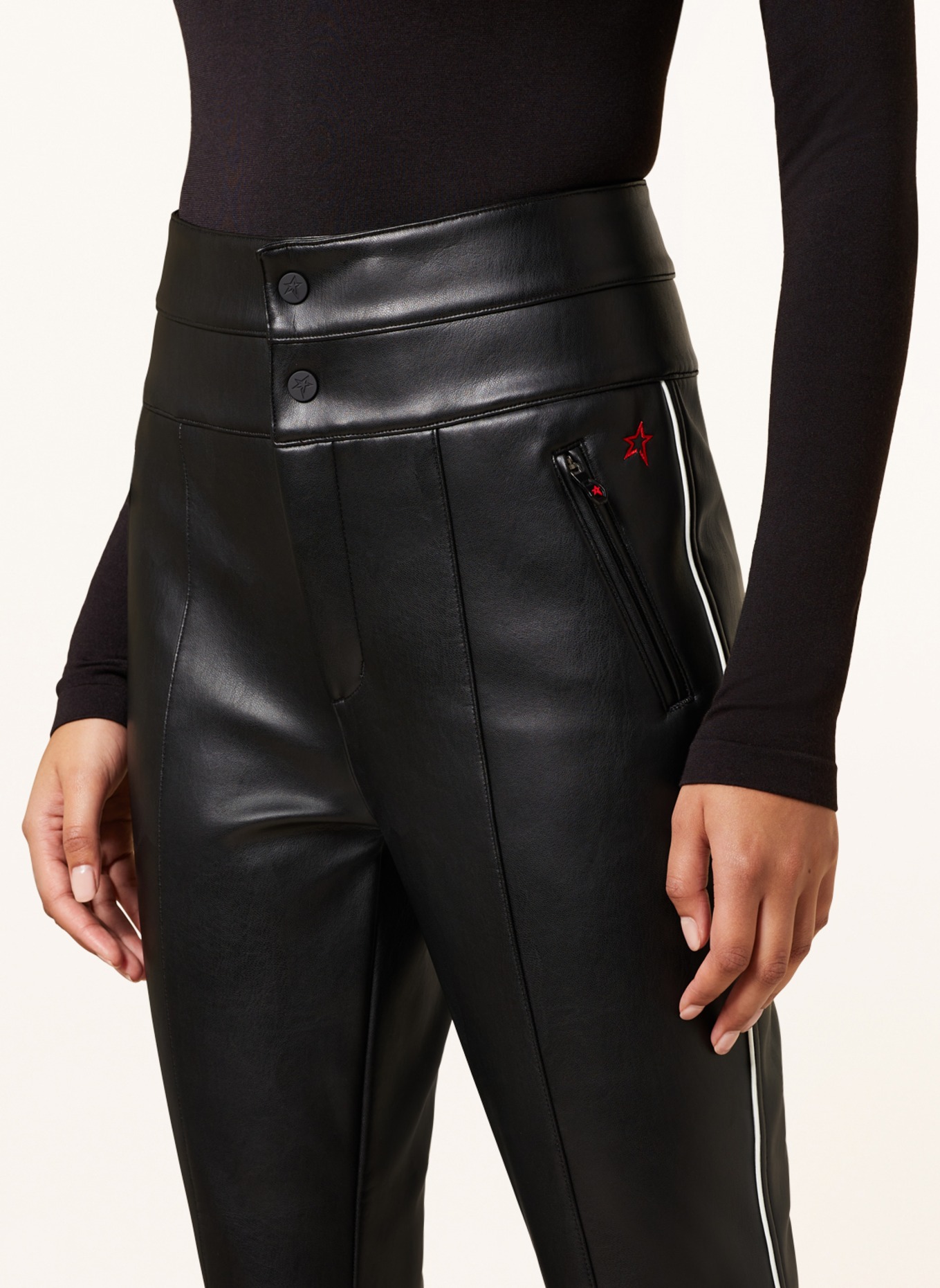 PERFECT MOMENT Stirrup ski pants AURORA in leather look, Color: BLACK (Image 5)