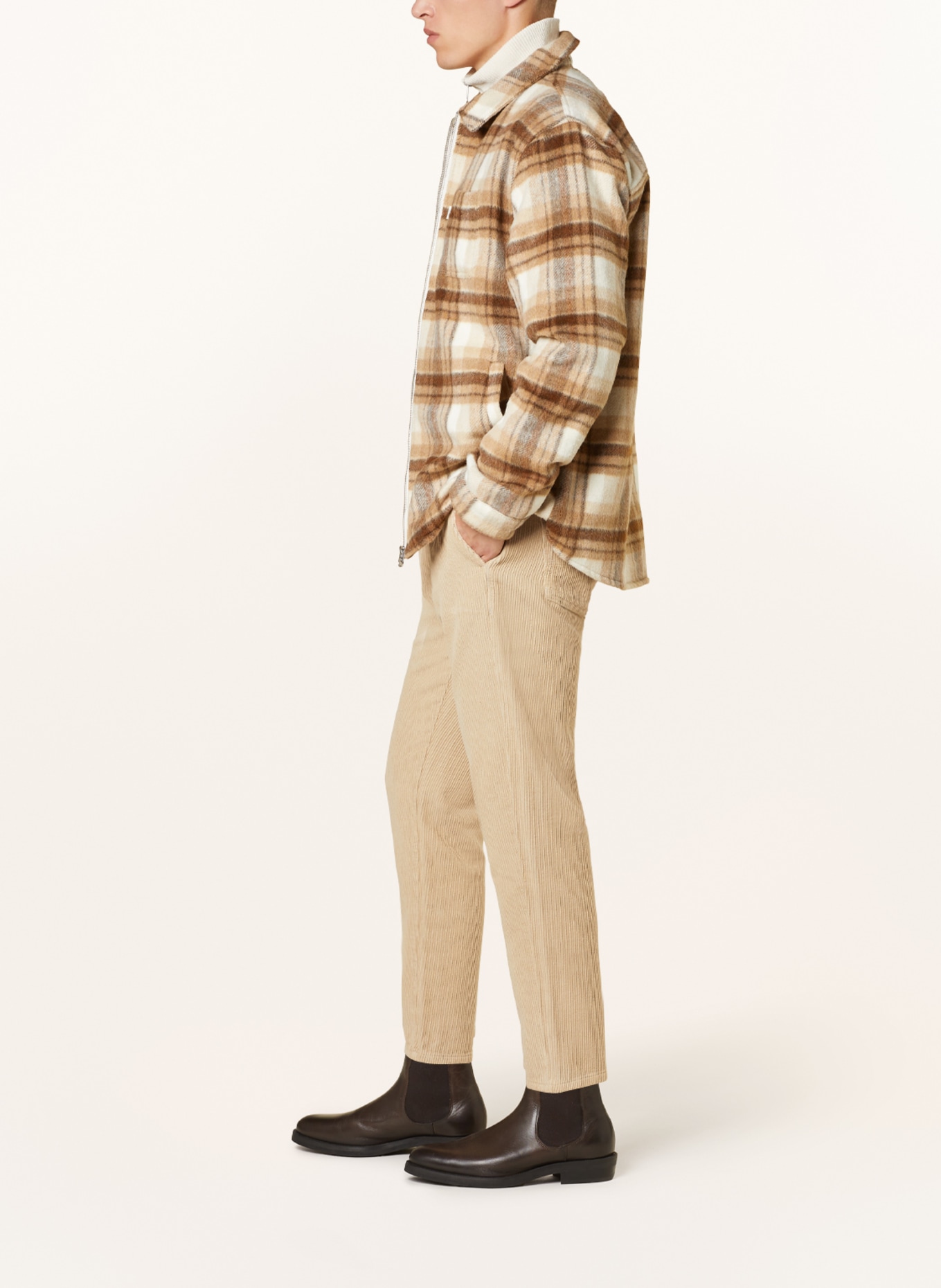 COLOURS & SONS Spodnie sztruksowe tapered fit, Kolor: JASNOBRĄZOWY (Obrazek 4)
