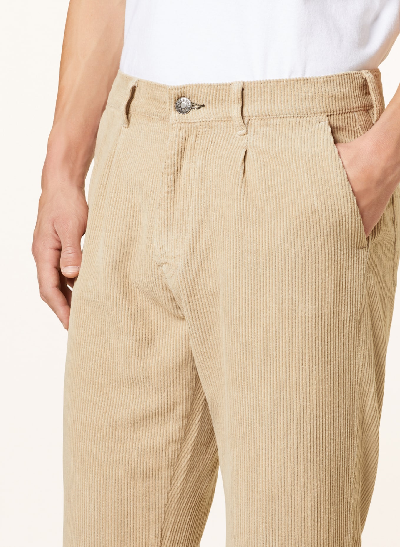 COLOURS & SONS Spodnie sztruksowe tapered fit, Kolor: JASNOBRĄZOWY (Obrazek 5)