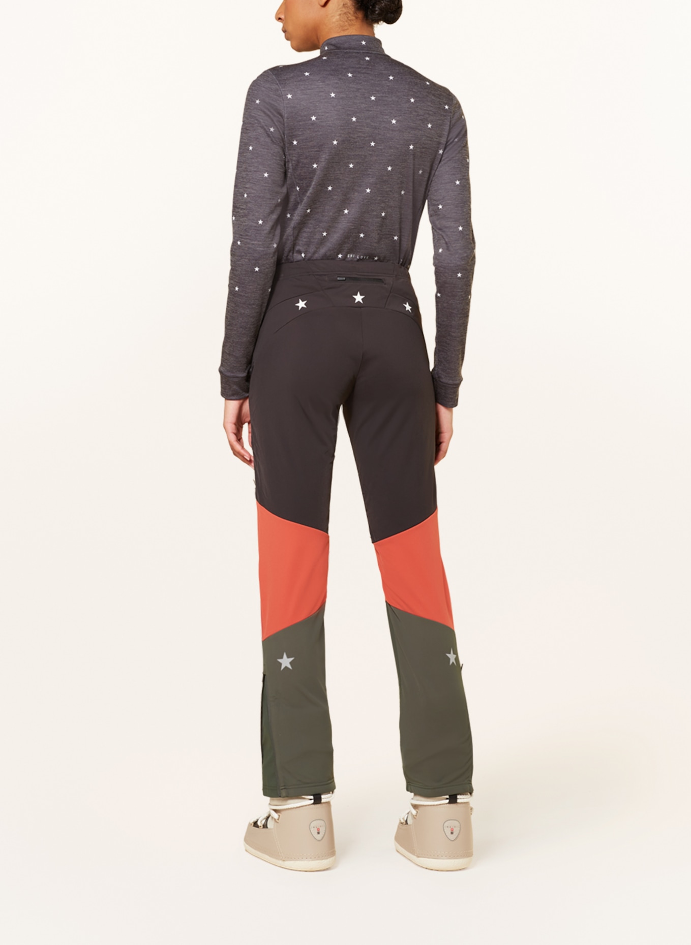 maloja Cross-country ski pants NANINAM., Color: BLACK/ DARK ORANGE/ GREEN (Image 3)