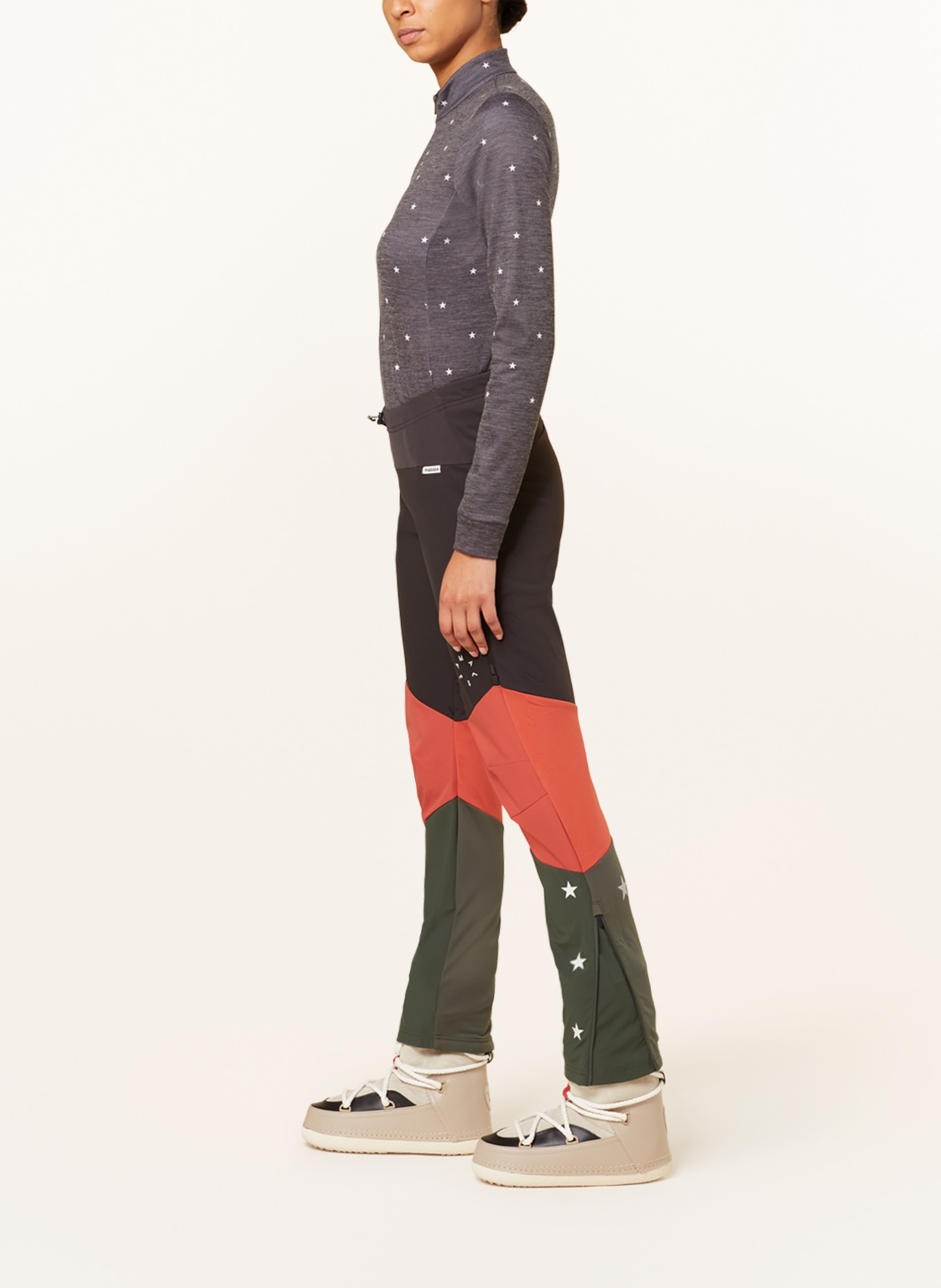 maloja Cross-country ski pants NANINAM., Color: BLACK/ DARK ORANGE/ GREEN (Image 4)