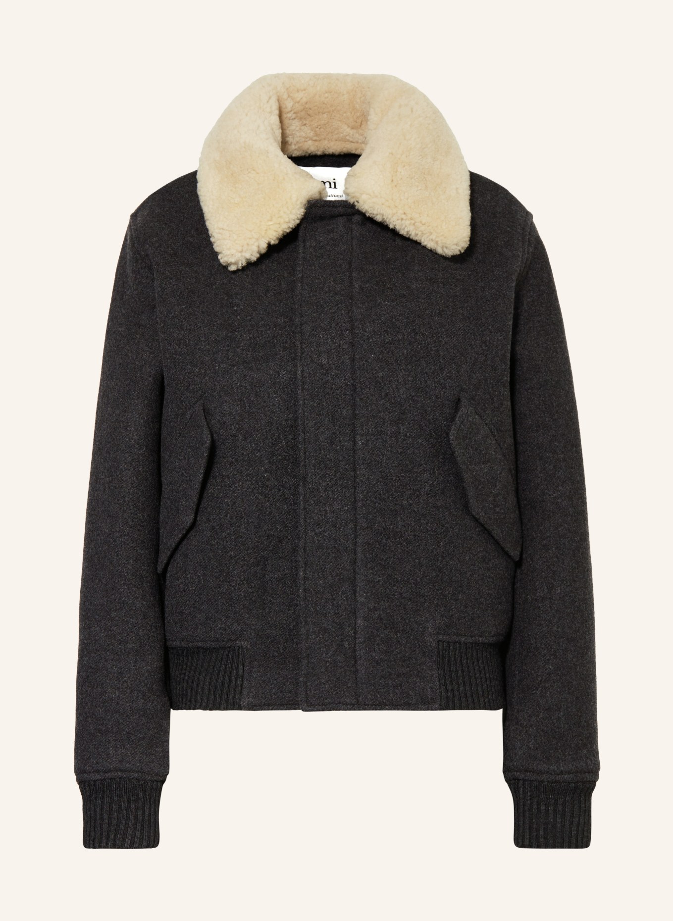 AMI PARIS Jacket with real fur, Color: DARK GRAY (Image 1)