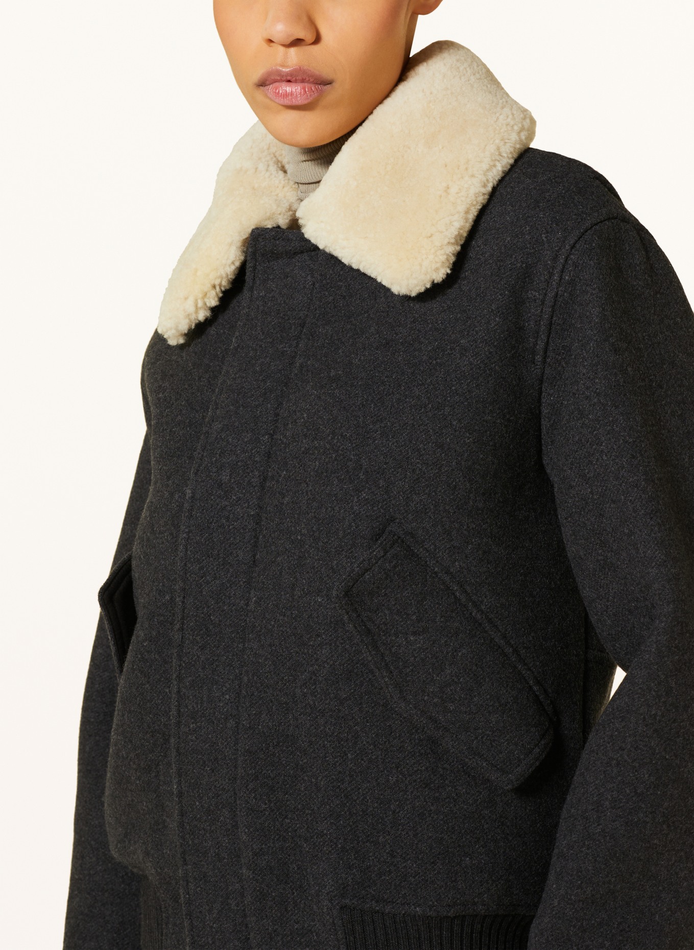 AMI PARIS Jacket with real fur, Color: DARK GRAY (Image 4)