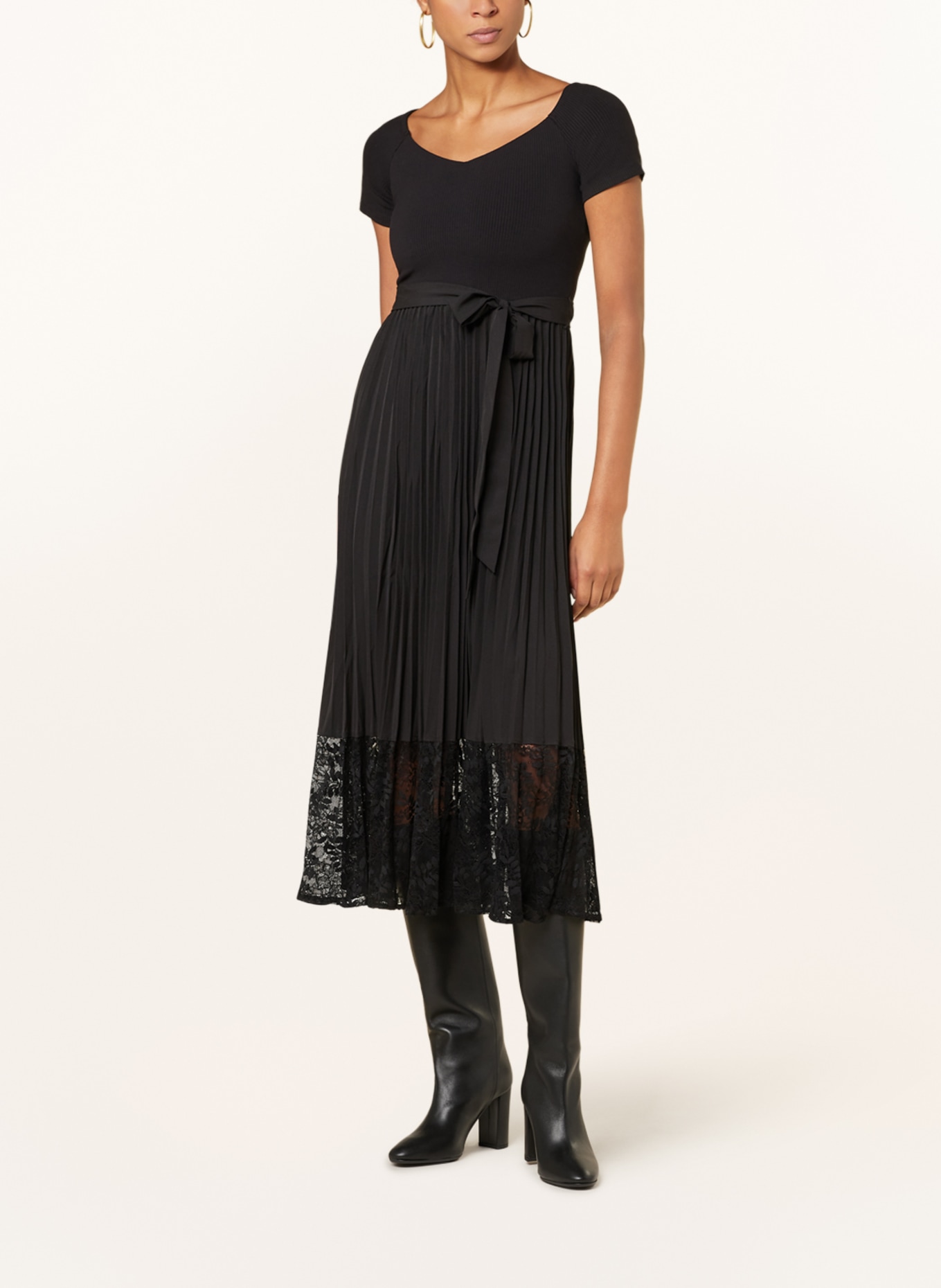 GUESS Dress TIANA in mixed materials with lace, Color: BLACK (Image 2)