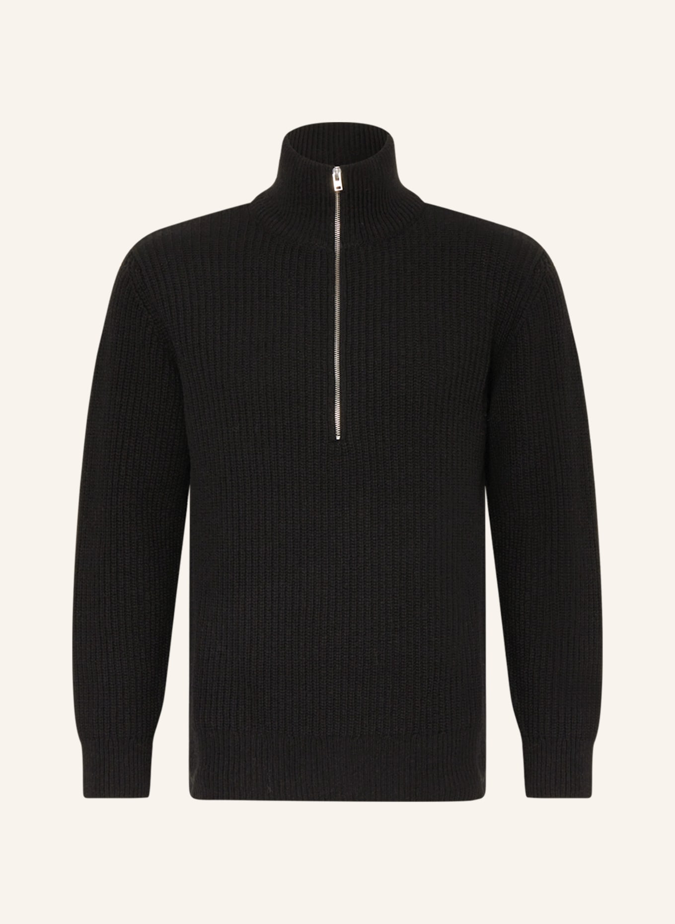 CLOSED Half-zip sweater, Color: BLACK (Image 1)