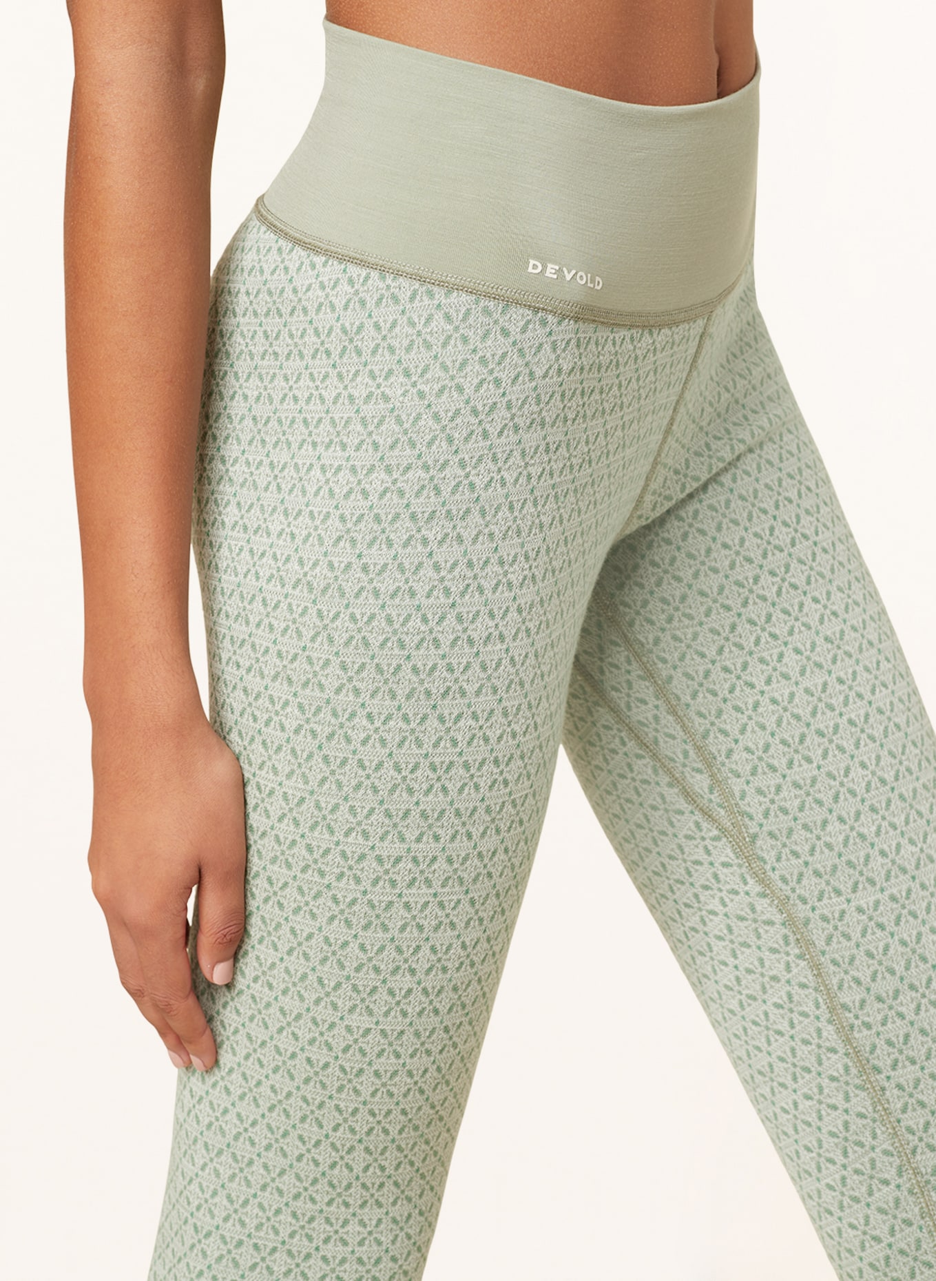 DEVOLD Functional underwear trousers KVITEGGA in merino wool, Color: LIGHT GREEN/ ECRU (Image 5)