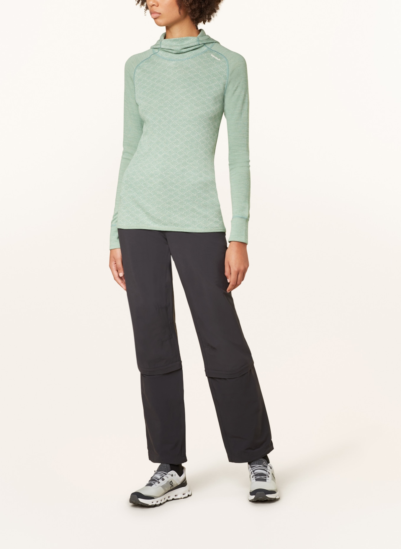 DEVOLD Functional underwear shirt KVITEGGA in merino wool, Color: LIGHT GREEN/ ECRU (Image 2)
