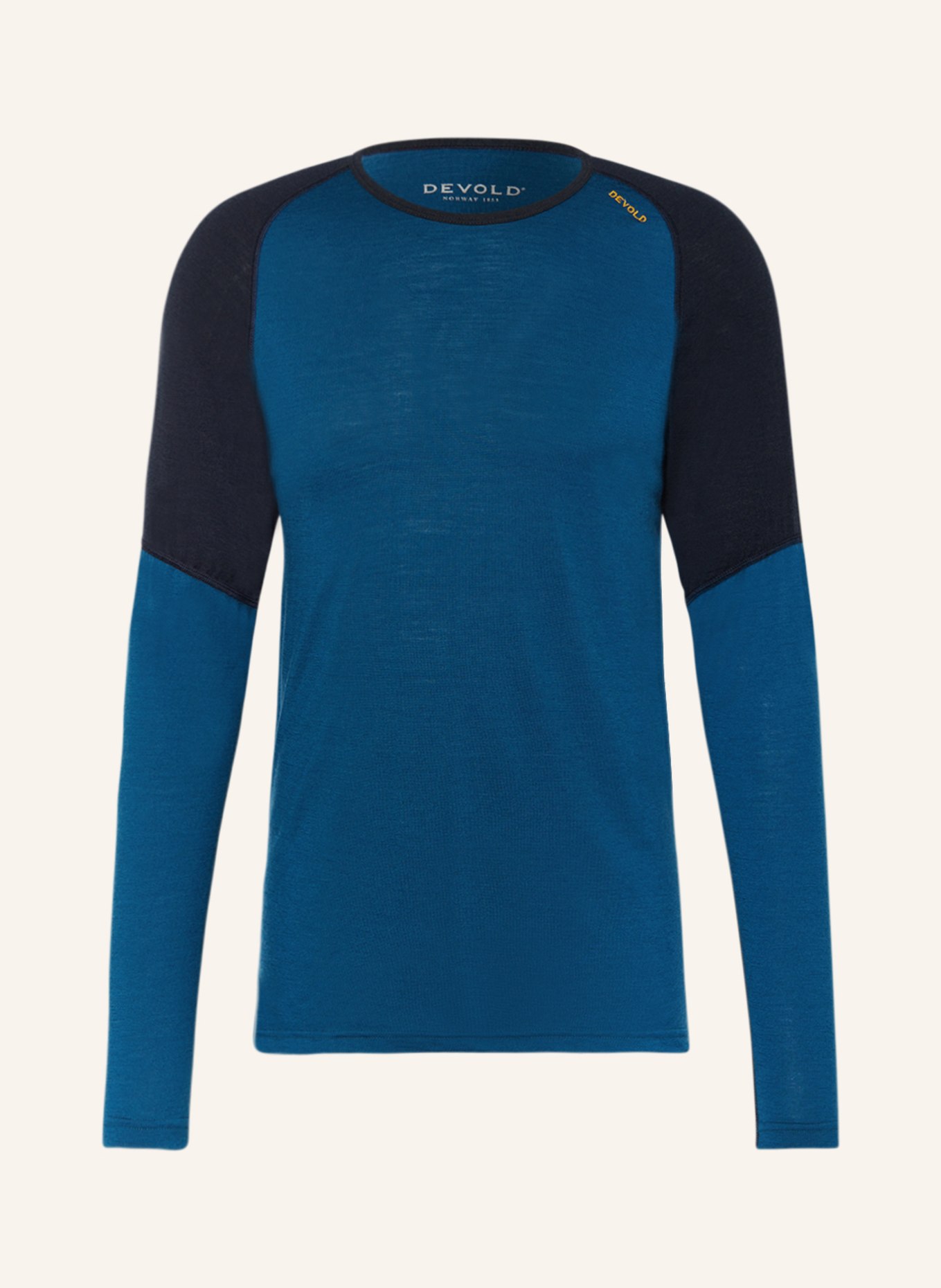 DEVOLD Functional underwear shirt JAKTA made of merino wool, Color: TEAL/ DARK BLUE (Image 1)