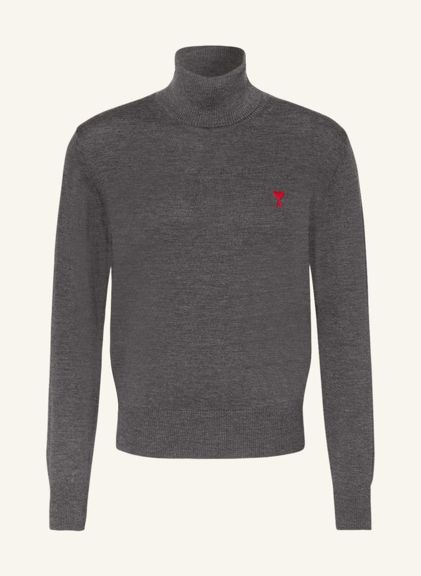 AMI PARIS Turtleneck sweater in merino wool, Color: GRAY (Image 1)