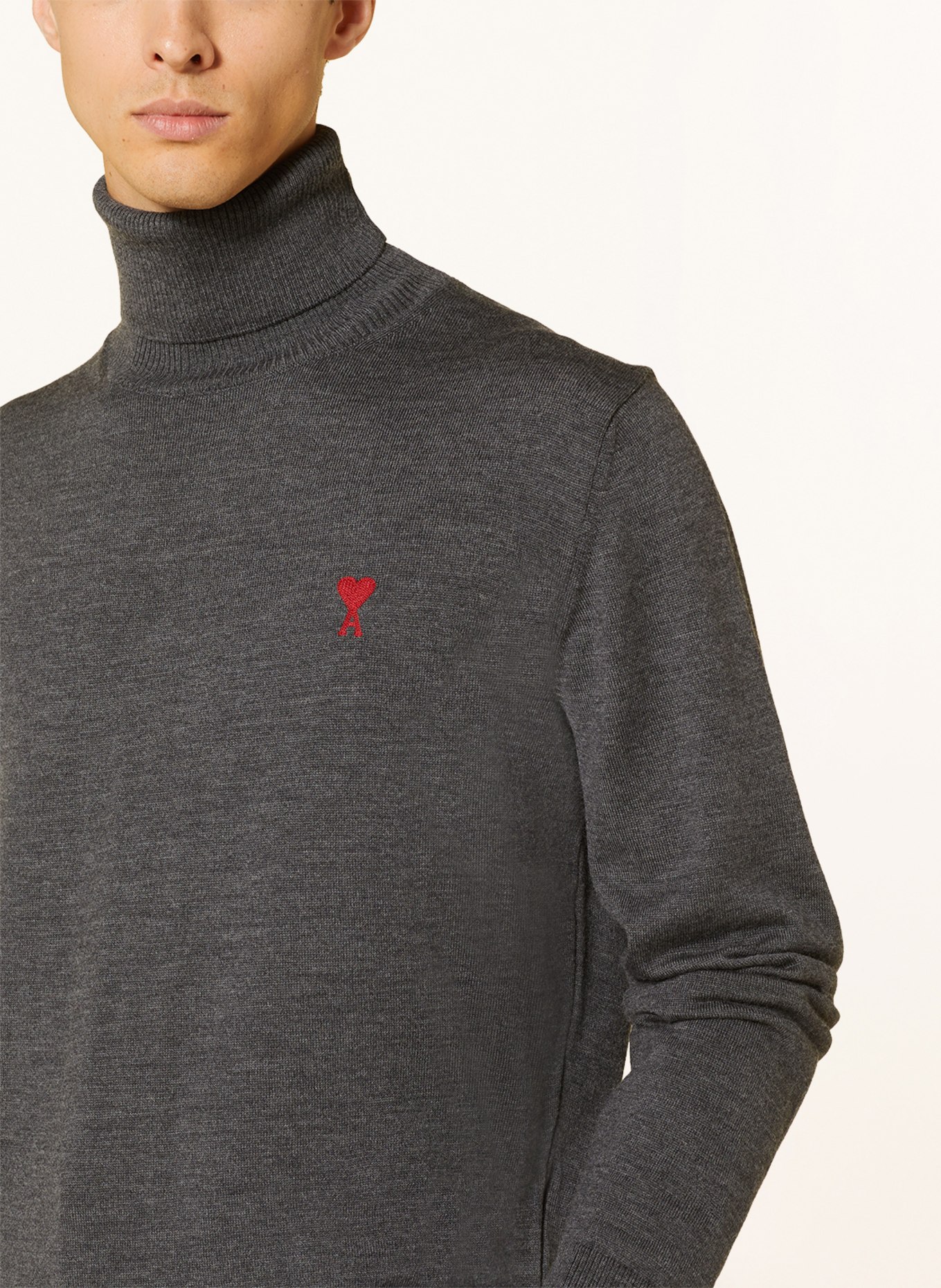 AMI PARIS Turtleneck sweater in merino wool, Color: GRAY (Image 4)