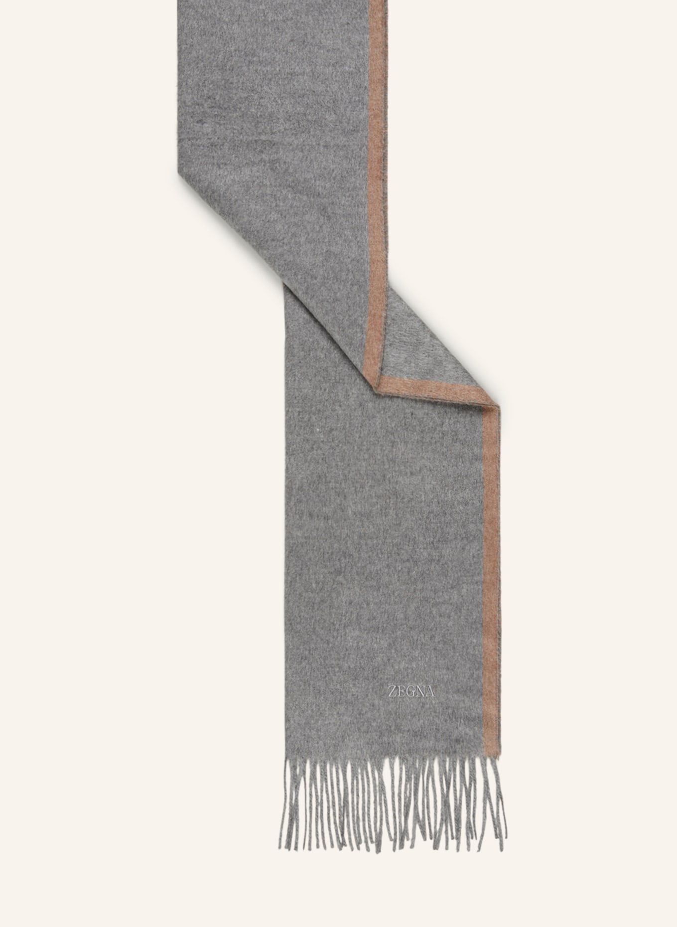 ZEGNA Silk scarf, Color: LIGHT GRAY (Image 2)