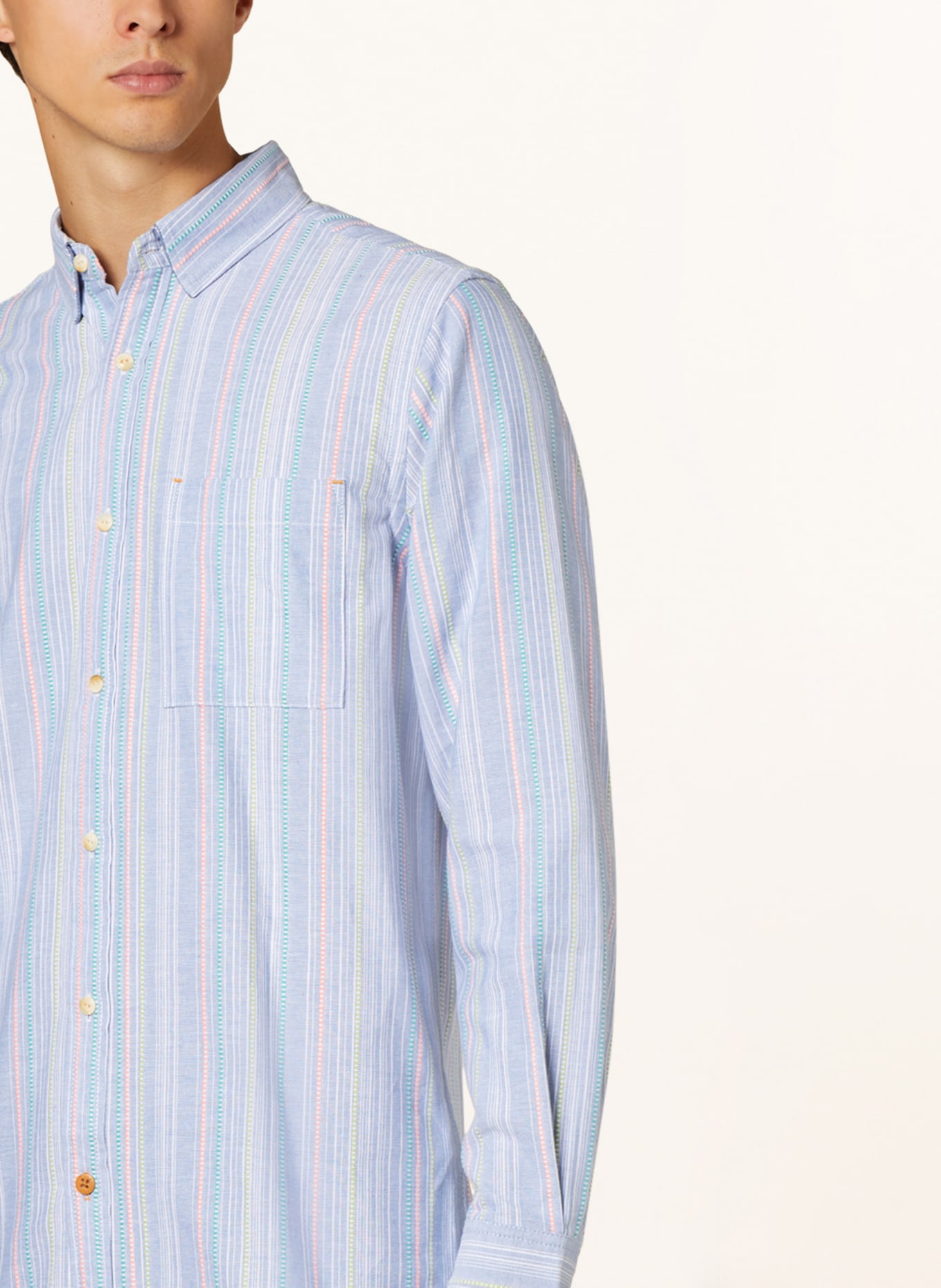 SCOTCH & SODA Shirt regular fit, Color: LIGHT BLUE/ WHITE/ LIGHT GREEN (Image 4)