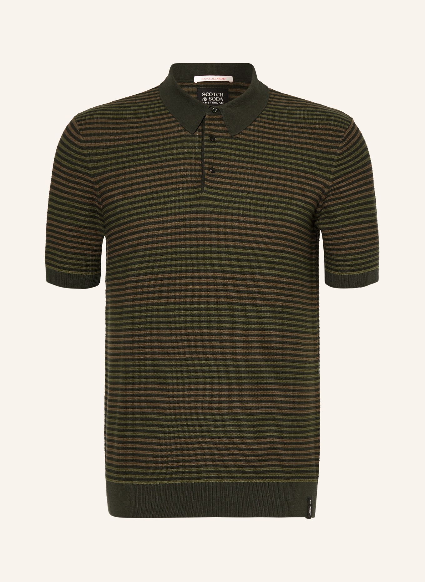 SCOTCH & SODA Knitted polo shirt, Color: DARK GREEN/ GREEN/ LIGHT GREEN (Image 1)