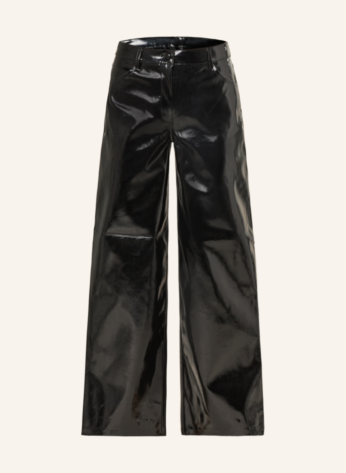 ONLY Wide leg trousers in leather look, Color: BLACK (Image 1)