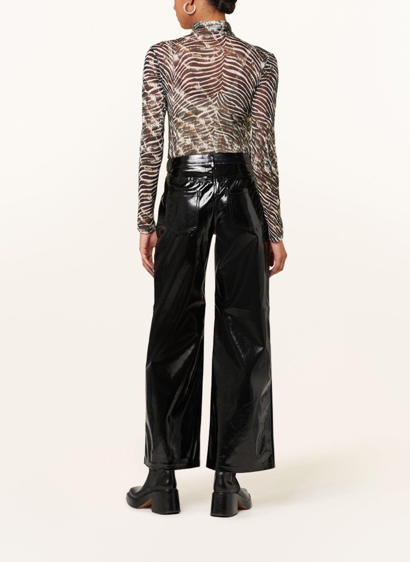 ONLY Wide leg trousers in leather look, Color: BLACK (Image 3)